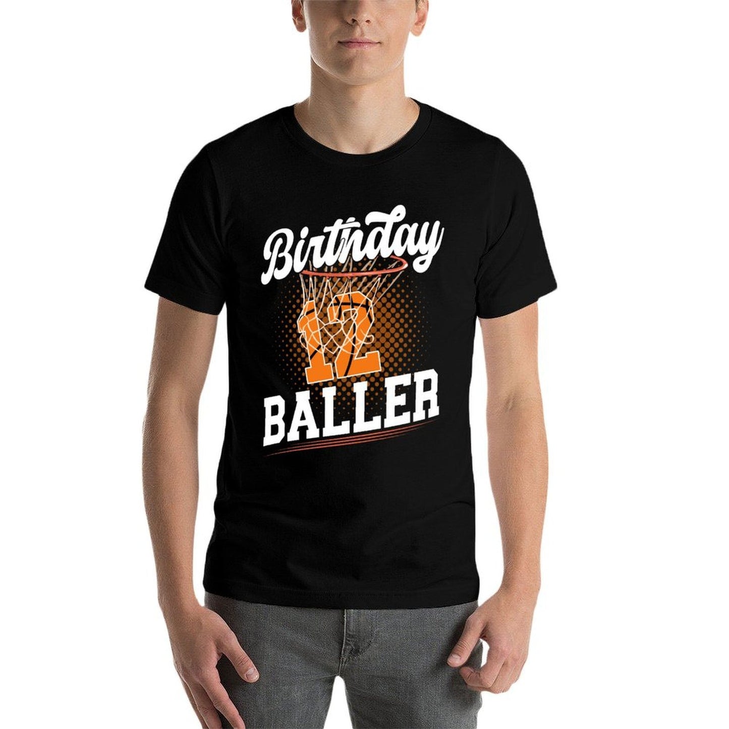 12th Basketball Birthday Twelve Year Old Basketball Player Slim-fit Cut T-Shirt
