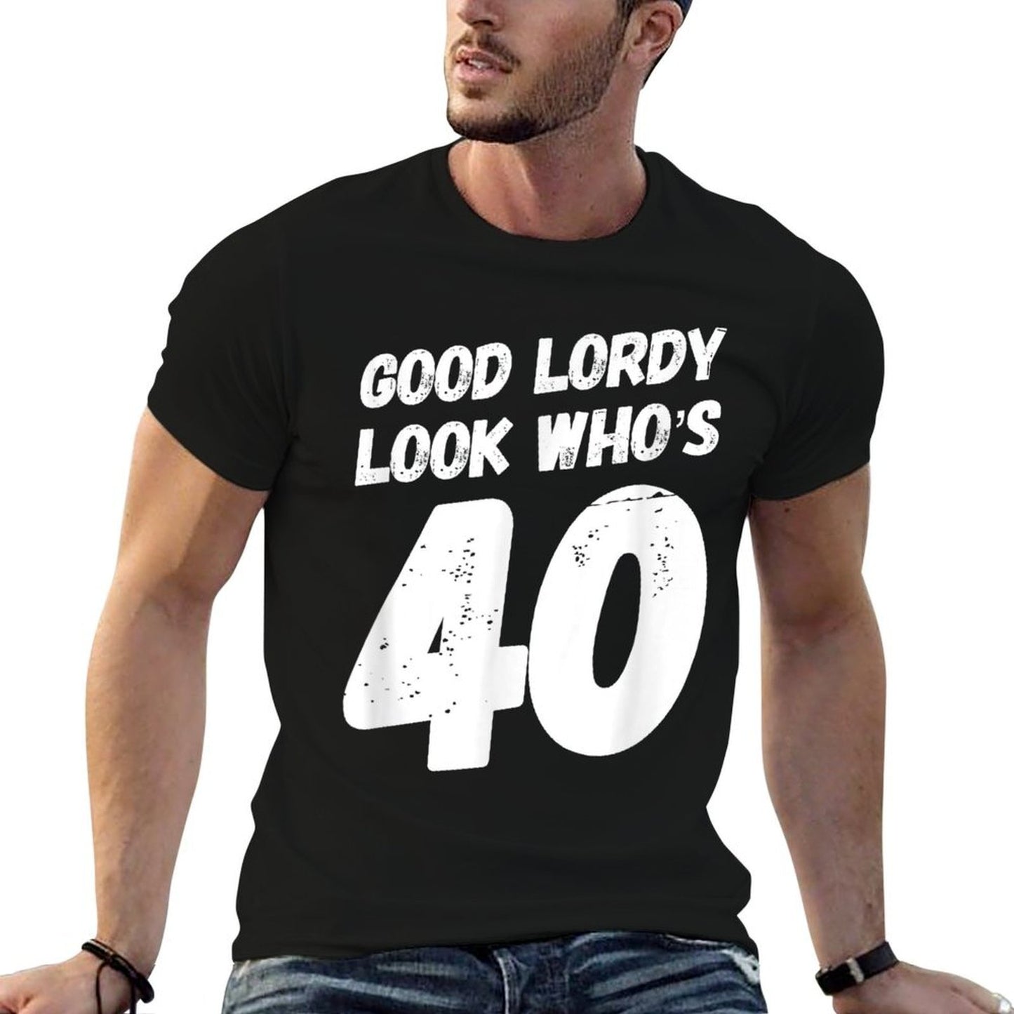 40th Birthday Good Lordy Look Who's Forty Heathered Texture T-Shirt