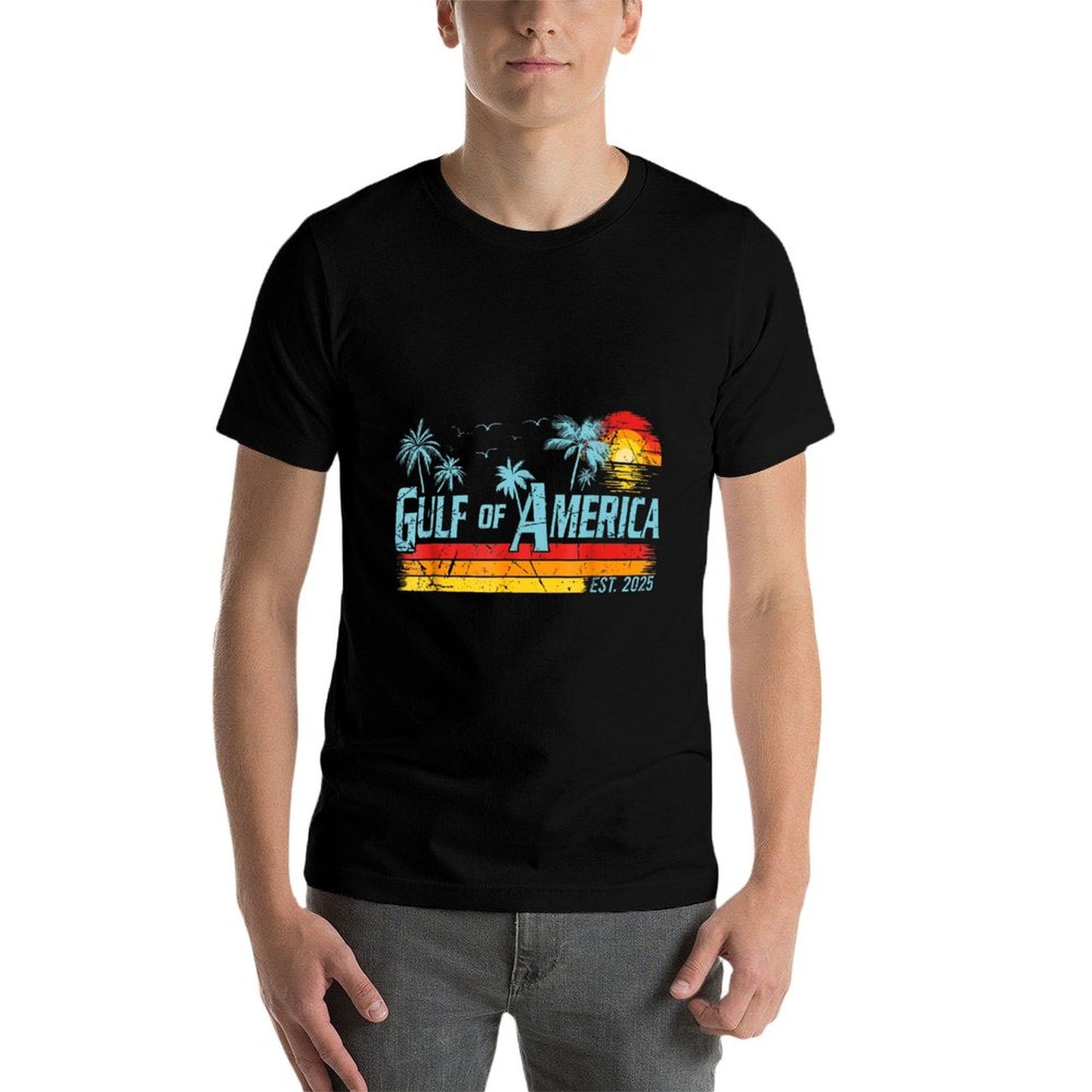 Retro Gulf Of USA America 2025 American Flag Gulf Mexico Breathable T-Shirt