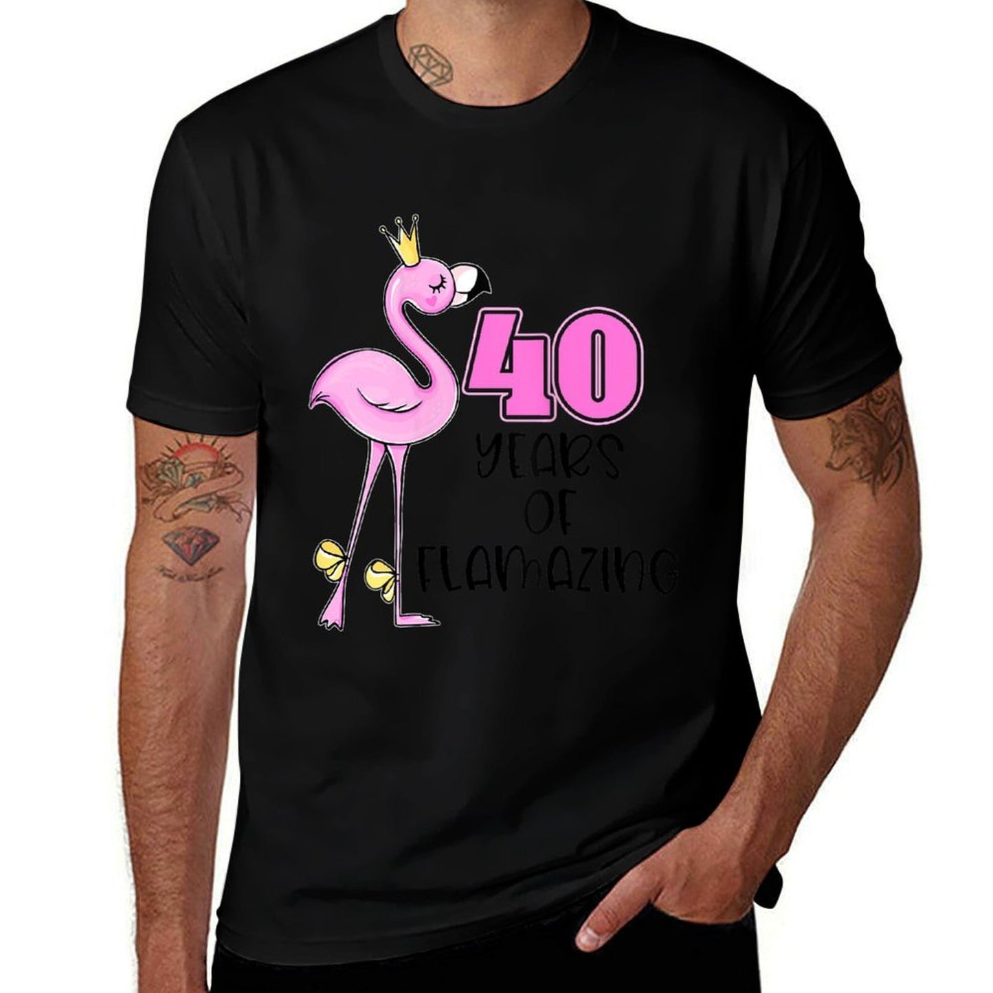 Womens 40 Years Of Flamazing Flamingo Design Beach 40th Birthday High-quality Stitching T-Shirt