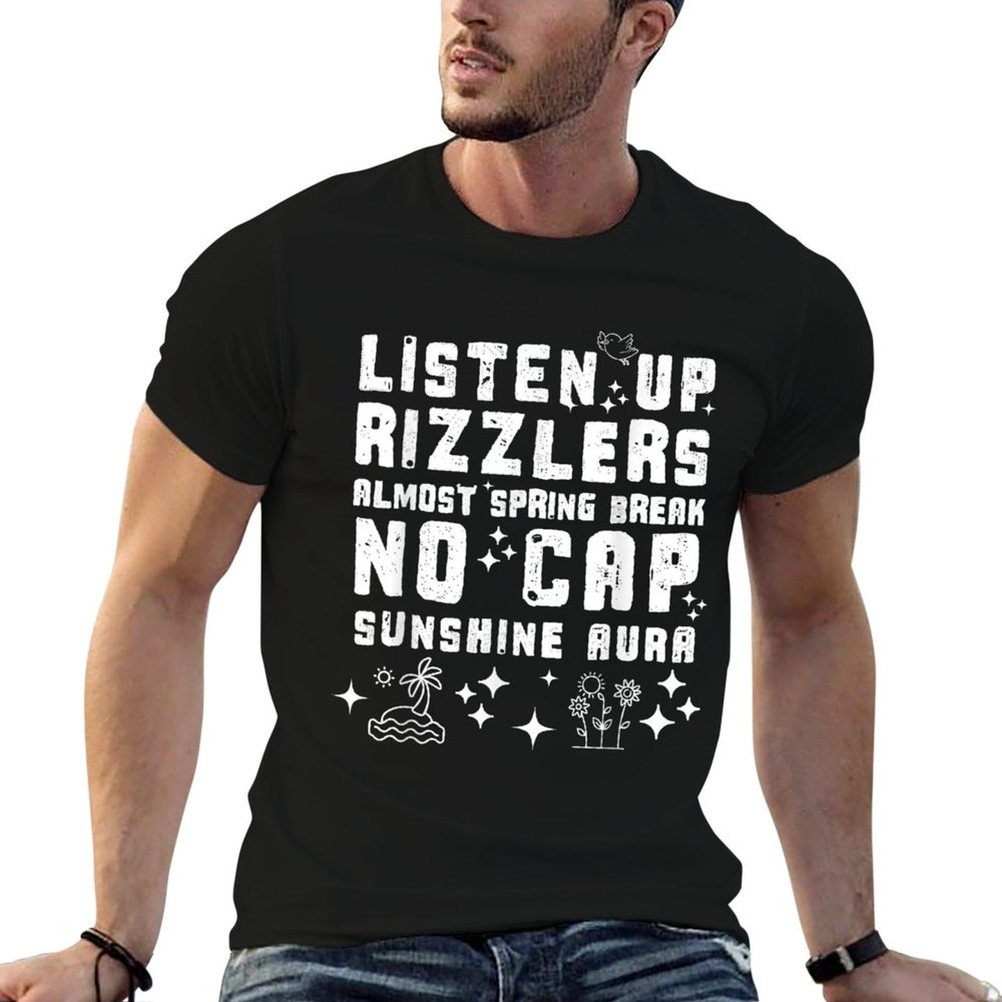 Rizzlers Spring Break No Cap Teacher Funny Spring Break Eco-friendly Material T-Shirt
