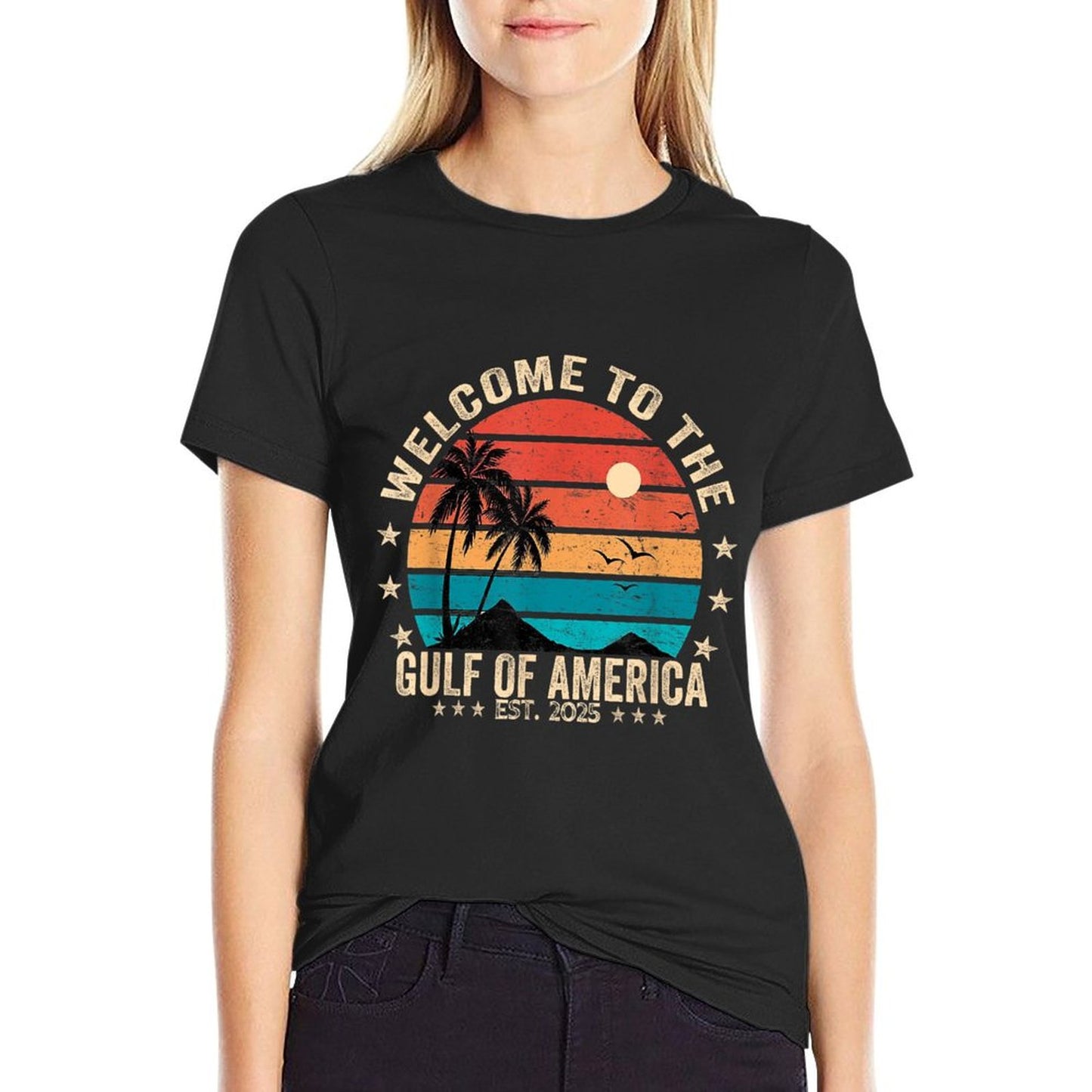 Gulf Of USA America Est 2025 Retro Vintage American Flag Odor-resistant T-Shirt