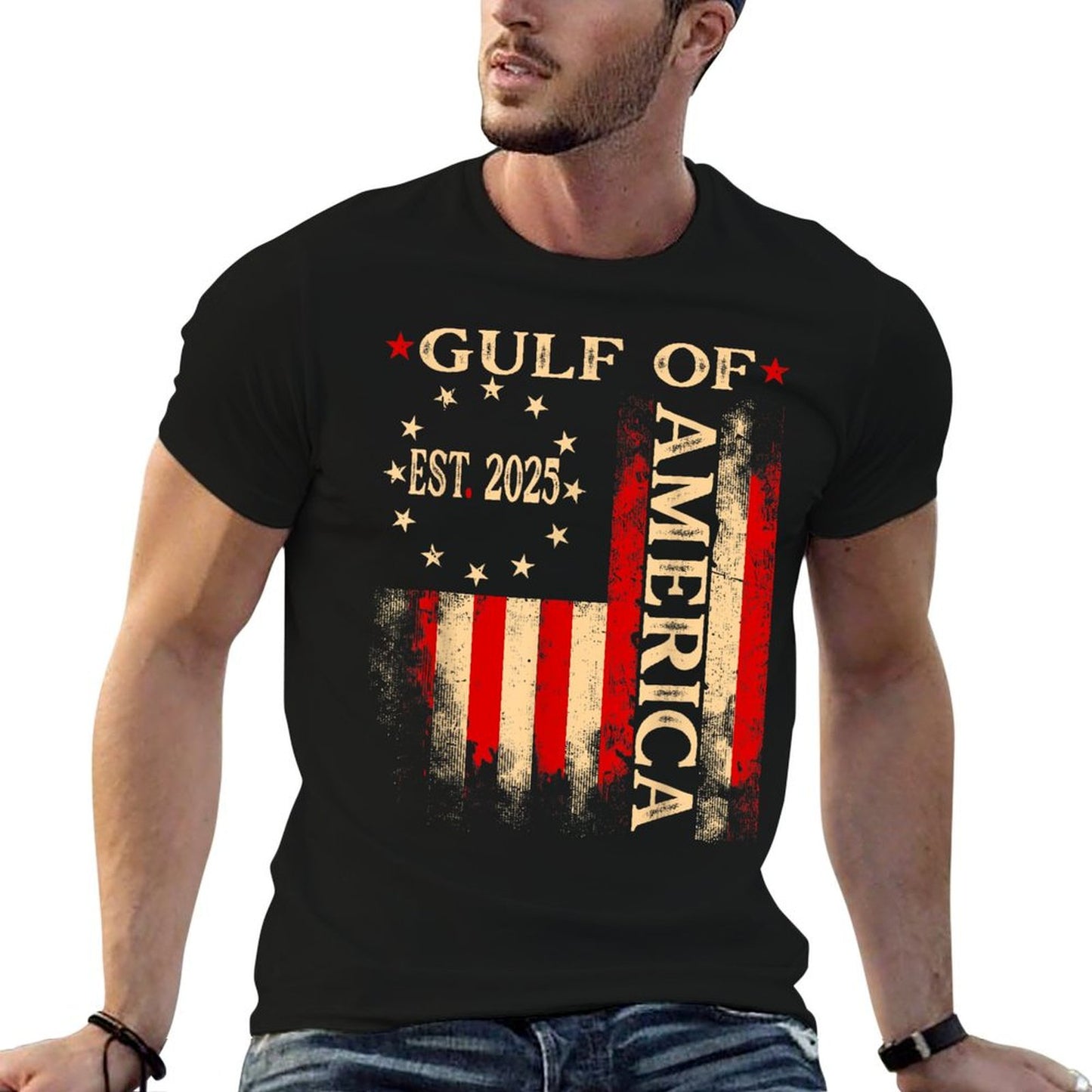 Gulf Of Usa America Est 2025 Us Flag Slim-fit Cut T-Shirt