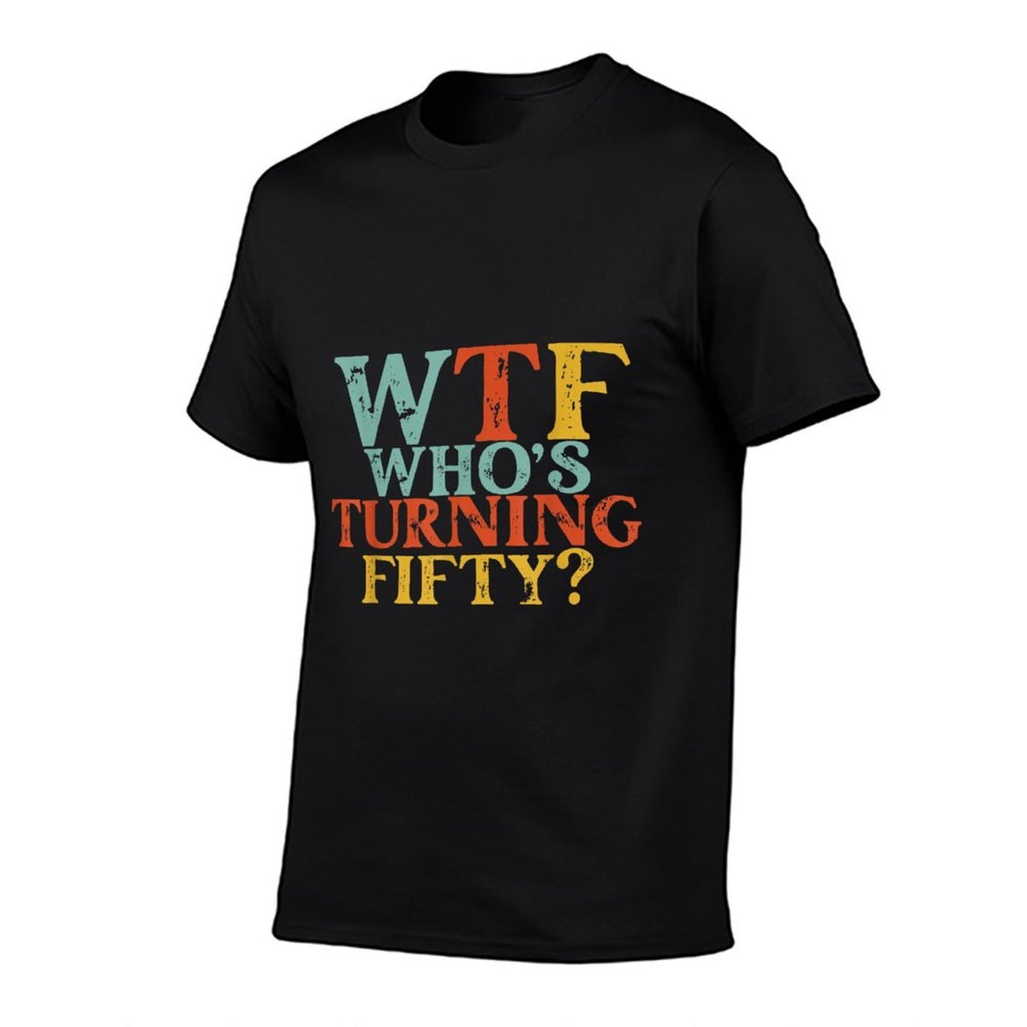 Funny 50th Birthday Party WTF Who's Turning Fifty Vintage Rolled Sleeves T-Shirt