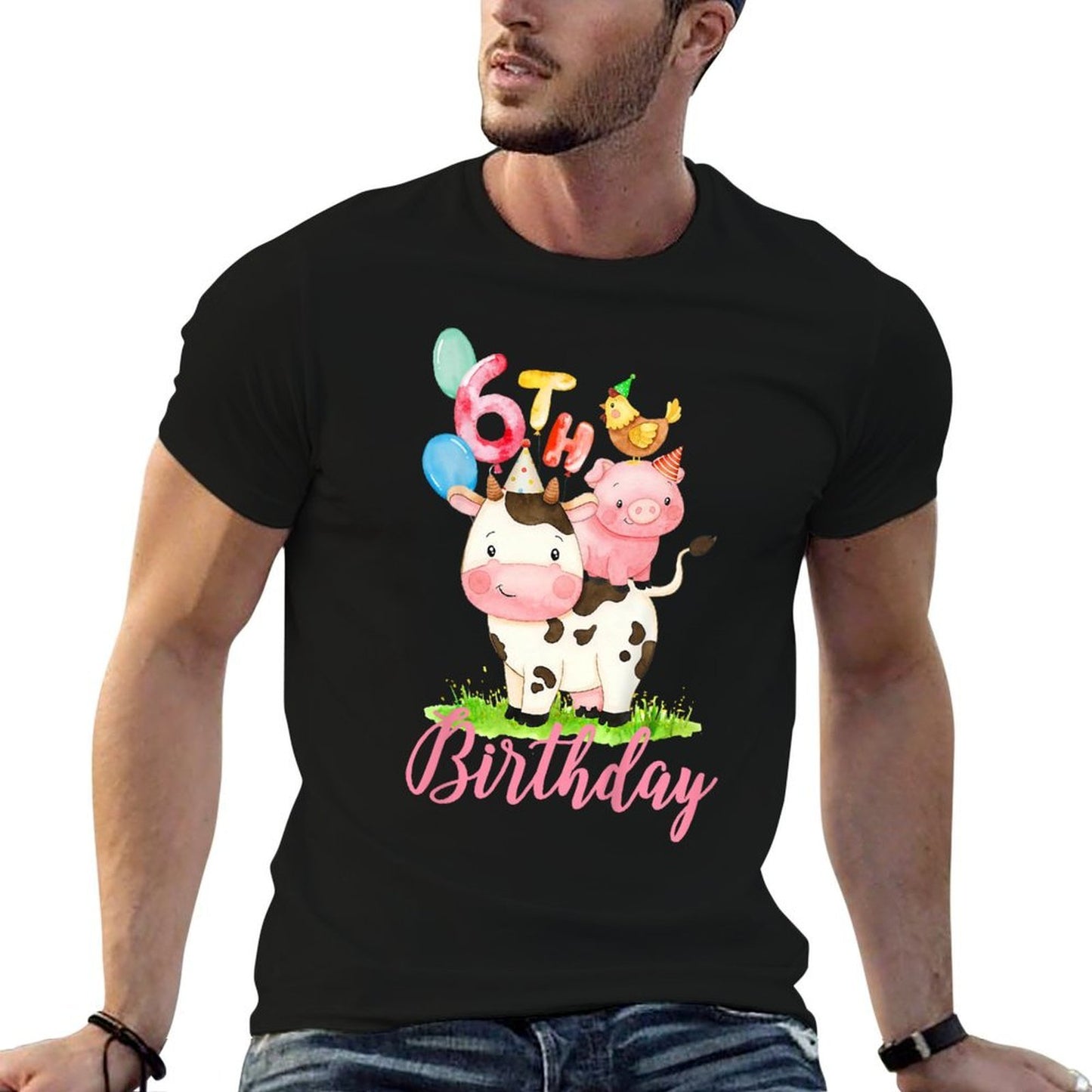 Kids 6 Years Old Girl Farm Animals It's My 6th Birthday Moisture-wicking T-Shirt