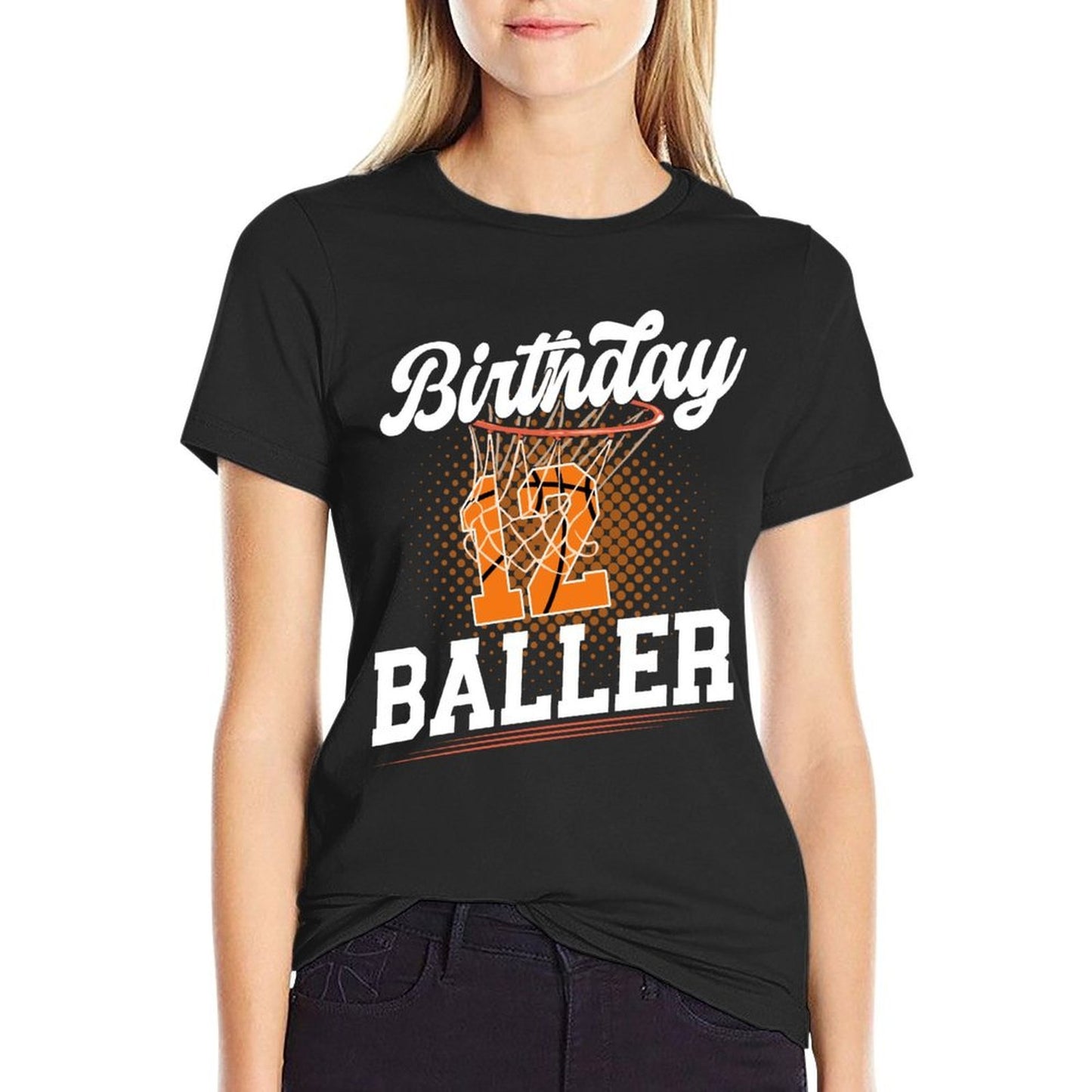 12th Basketball Birthday Twelve Year Old Basketball Player Slim-fit Cut T-Shirt