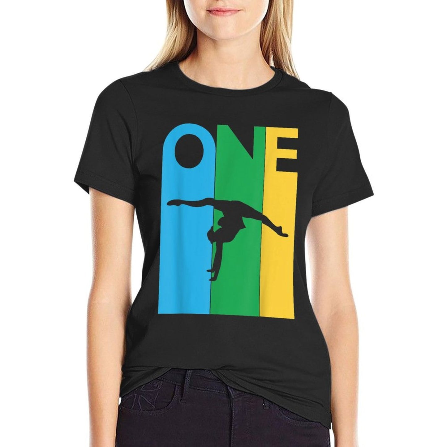 1st Birthday Gift One Colorful Gymnastics 1 Year Old Slim-fit Cut T-Shirt