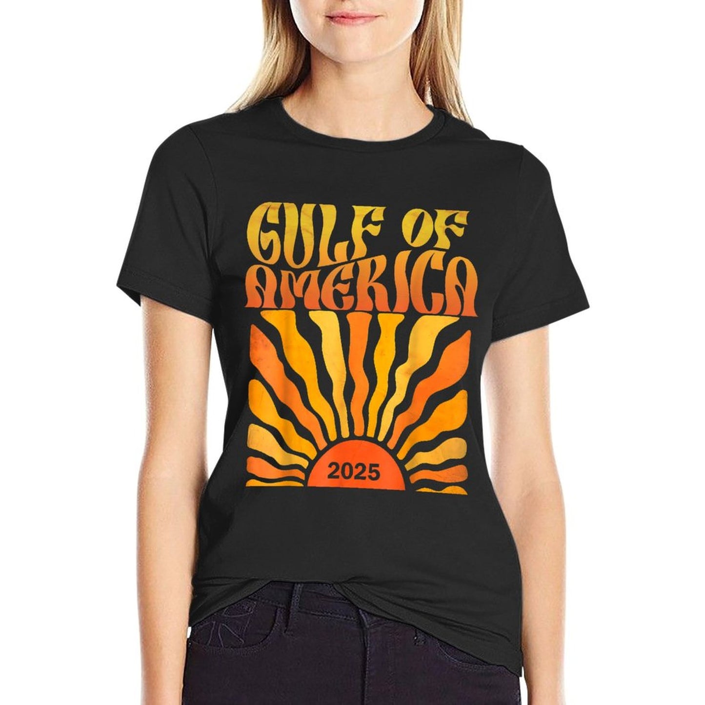Gulf Of US America 2025 American Gifts Retro Vintage Summer-ready Fabric T-Shirt