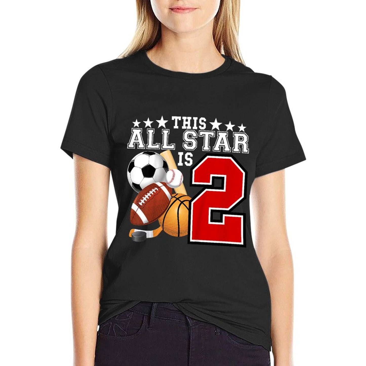 2 Year Old Sports Star Birthday Party All Sport 2nd Gift Easy-care T-Shirt