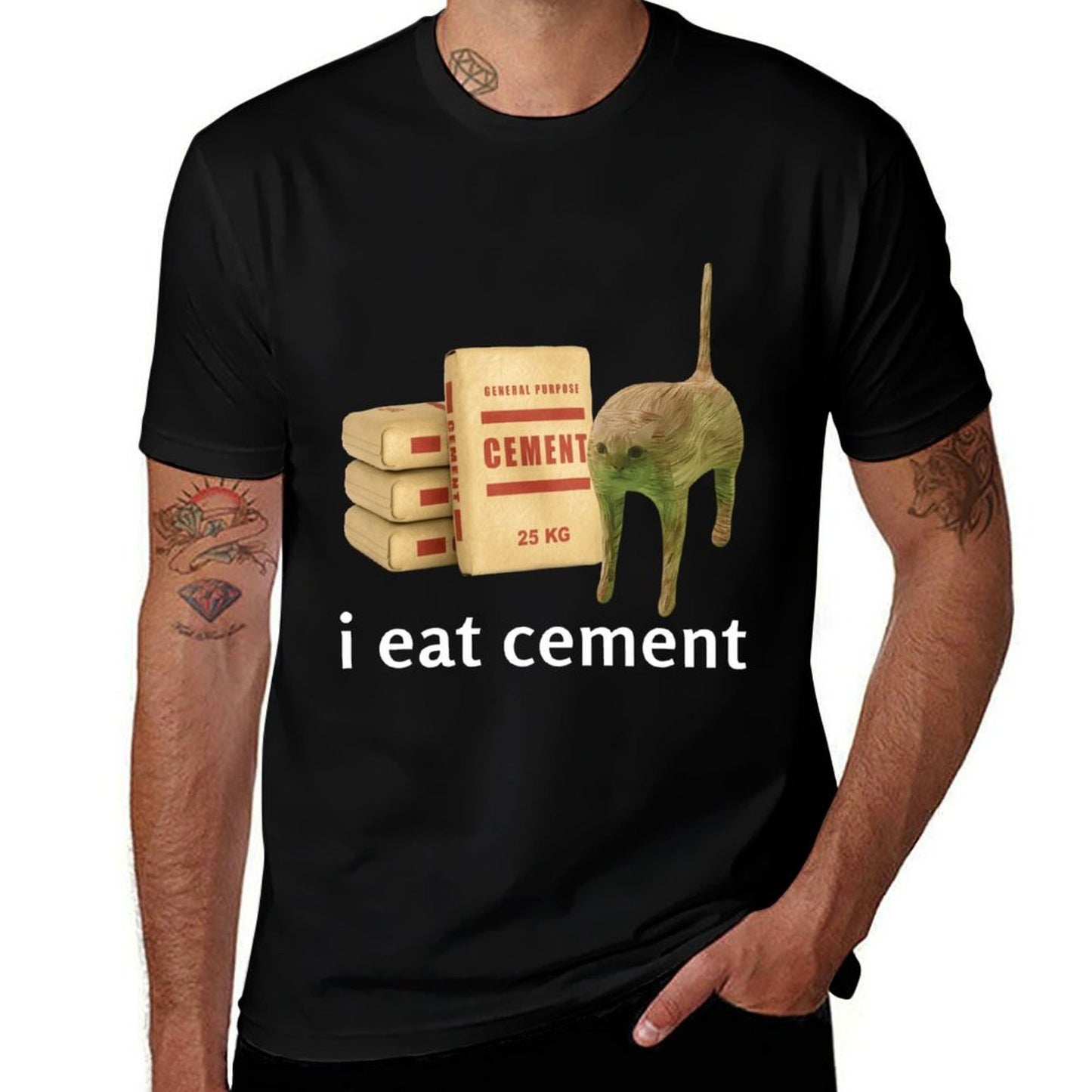 I Eat Cement Cat Kids Funny Dank Cat Meme Eco-friendly Material T-Shirt