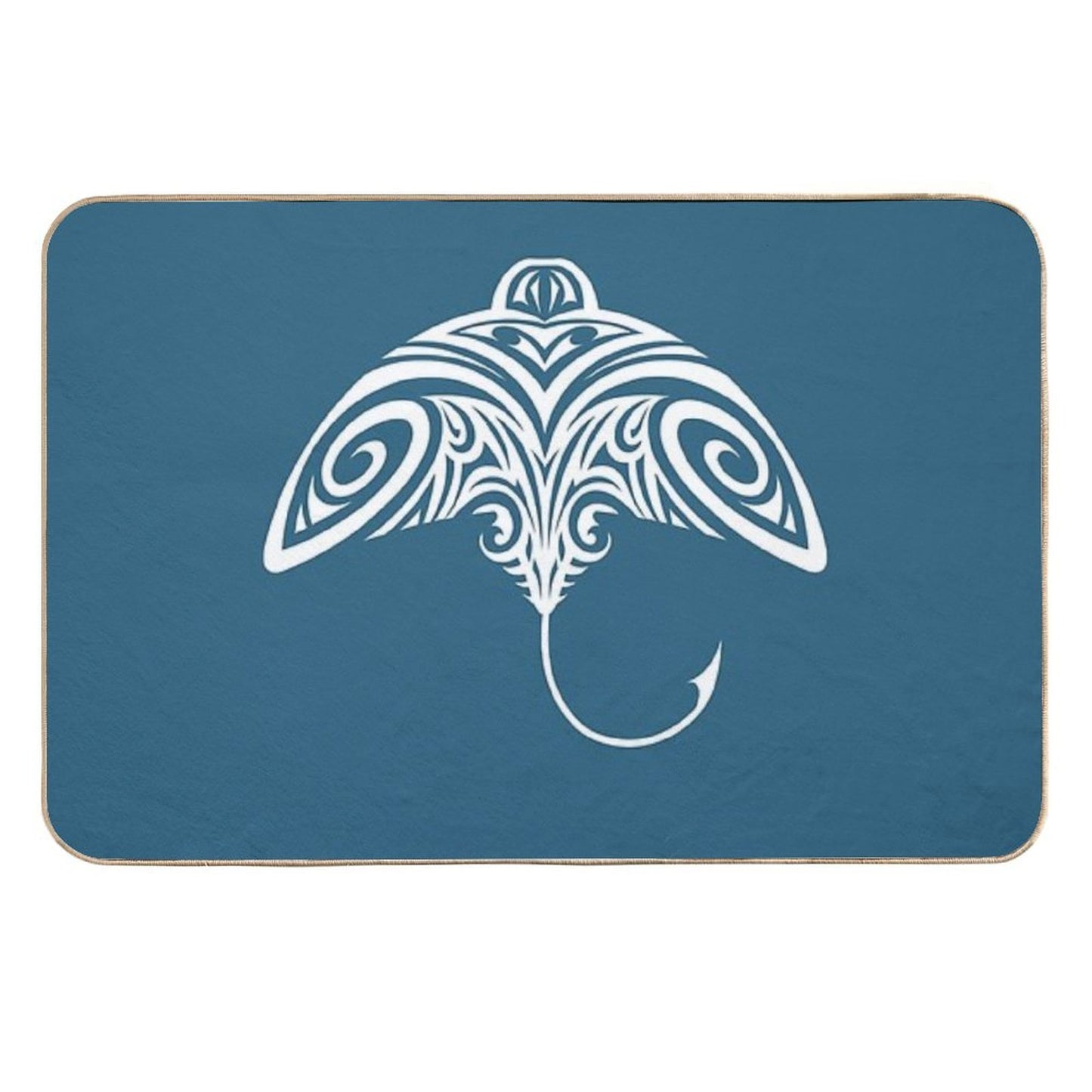 Tribal Tattoo Polynesian Stingray Design Anti-Trip Bath Mat