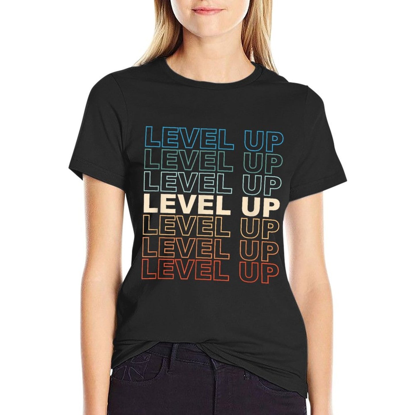 Vintage Gamer LEVEL UP Video Game Lover Retro Gaming Gift Polyester Blend T-Shirt
