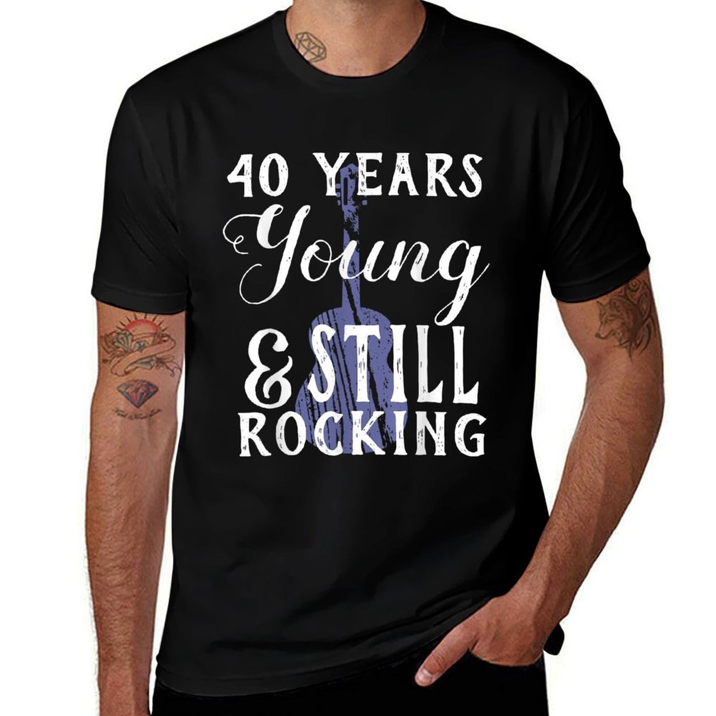 40 Years Old Still Rocking Guitar for 40th Birthday Moisture-wicking T-Shirt