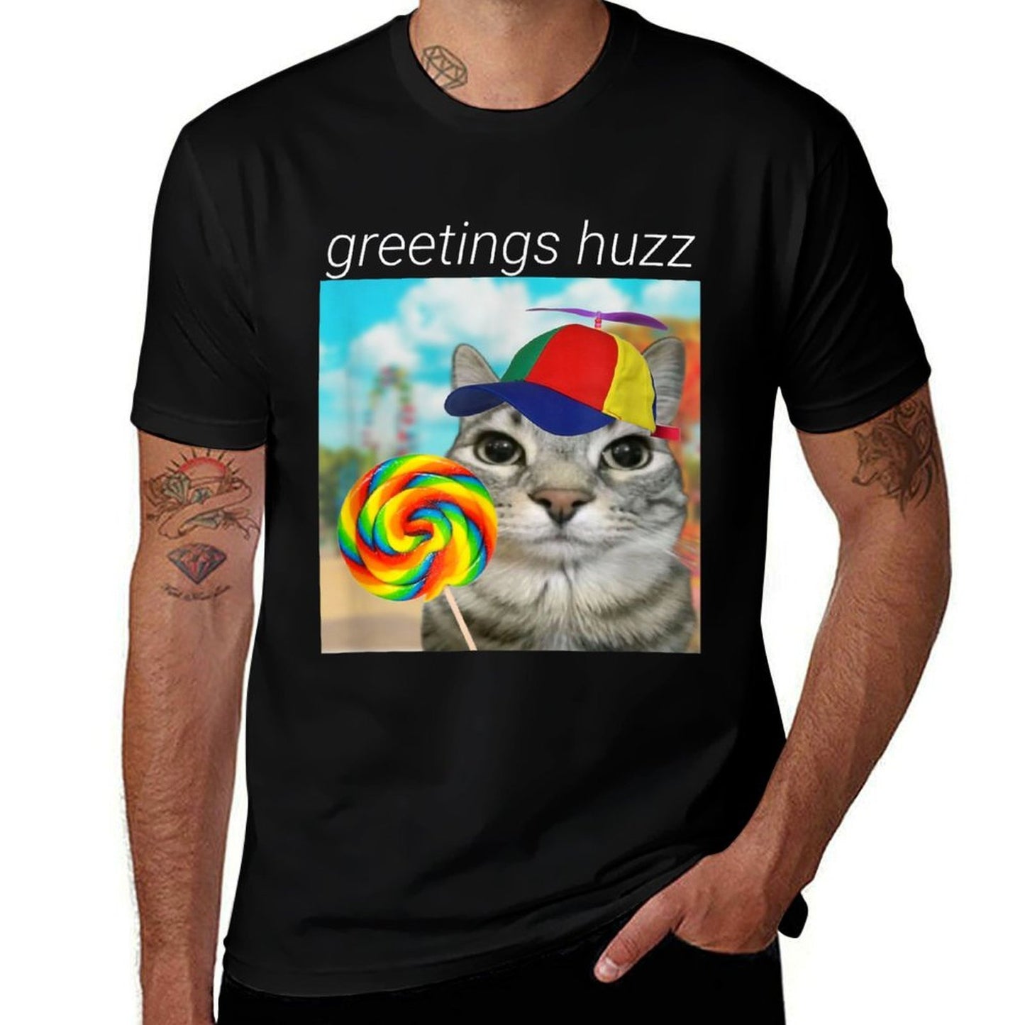 Greetings Huzz Funny Gen Z Gen Alpha Slang Meme Vintage-inspired T-Shirt