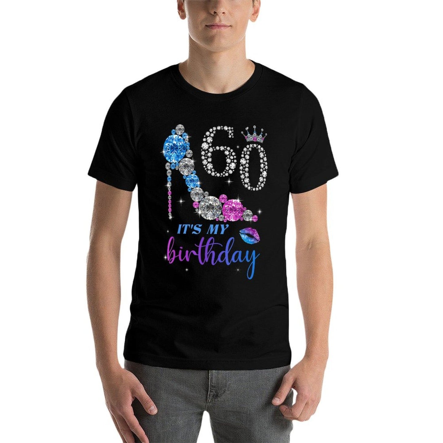 Women It's My 60th Purple Shoe Crown Happy 60th Birthday Heathered Texture T-Shirt
