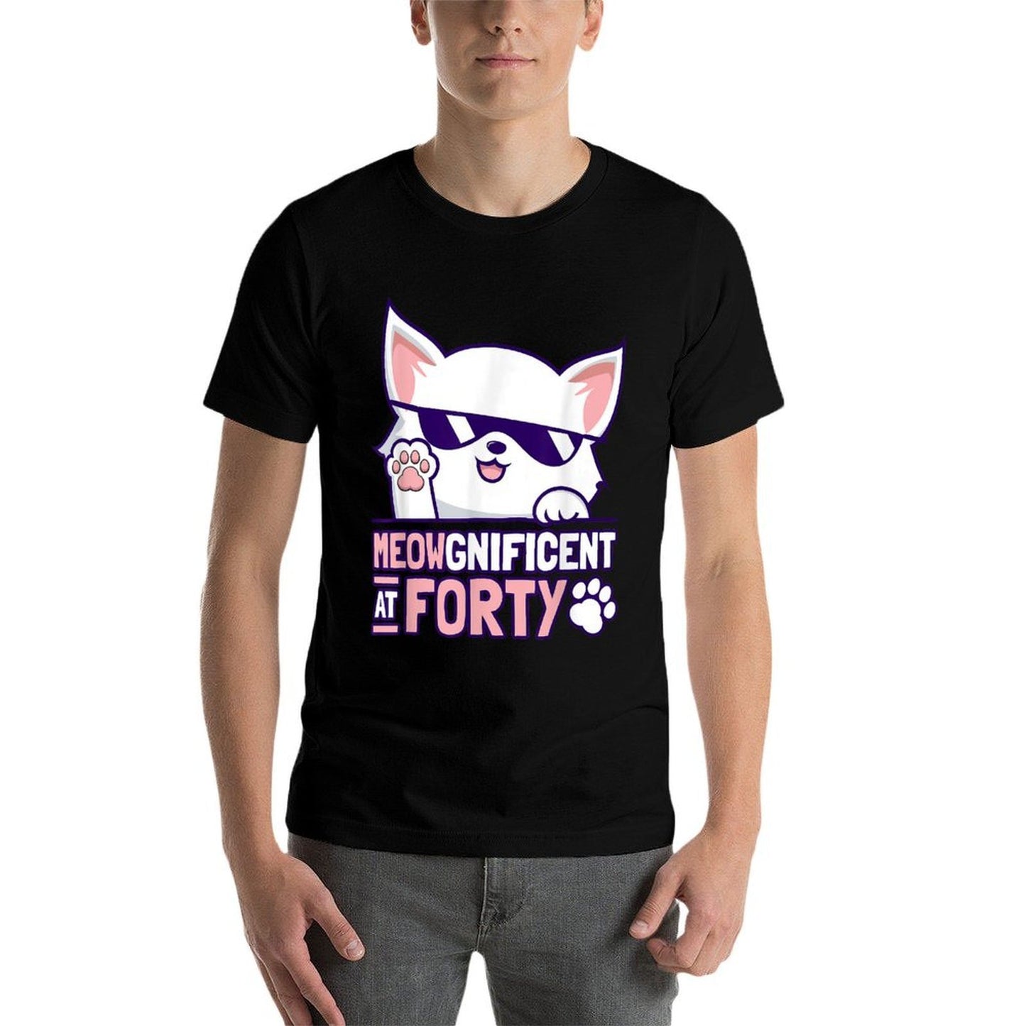 40th Birthday Cat Lover 40 Year Cat Owner Birthday Age 40 Easy-care T-Shirt