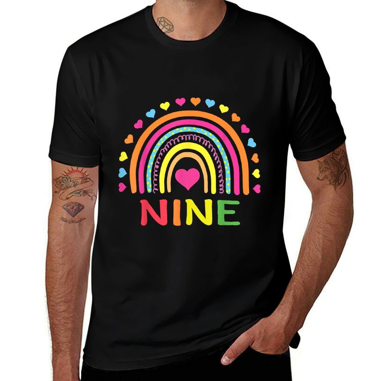 9 Years Old Rainbow 9th Birthday Gift For Girls Boys Kids Odor-resistant T-Shirt