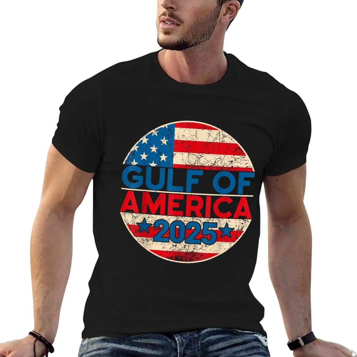 Vintage Gulf of United States of America Patriotic Flag Breathable T-Shirt