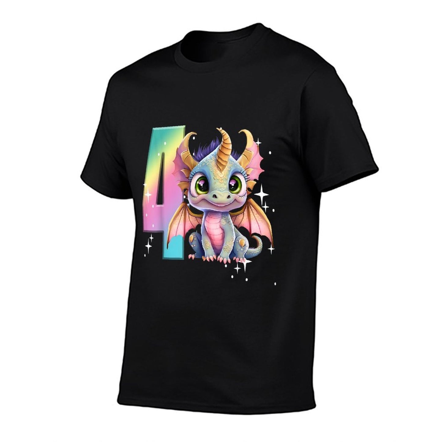 4th Birthday Dragon Party Rainbow Girl Dragon Four 4 Vintage-inspired T-Shirt