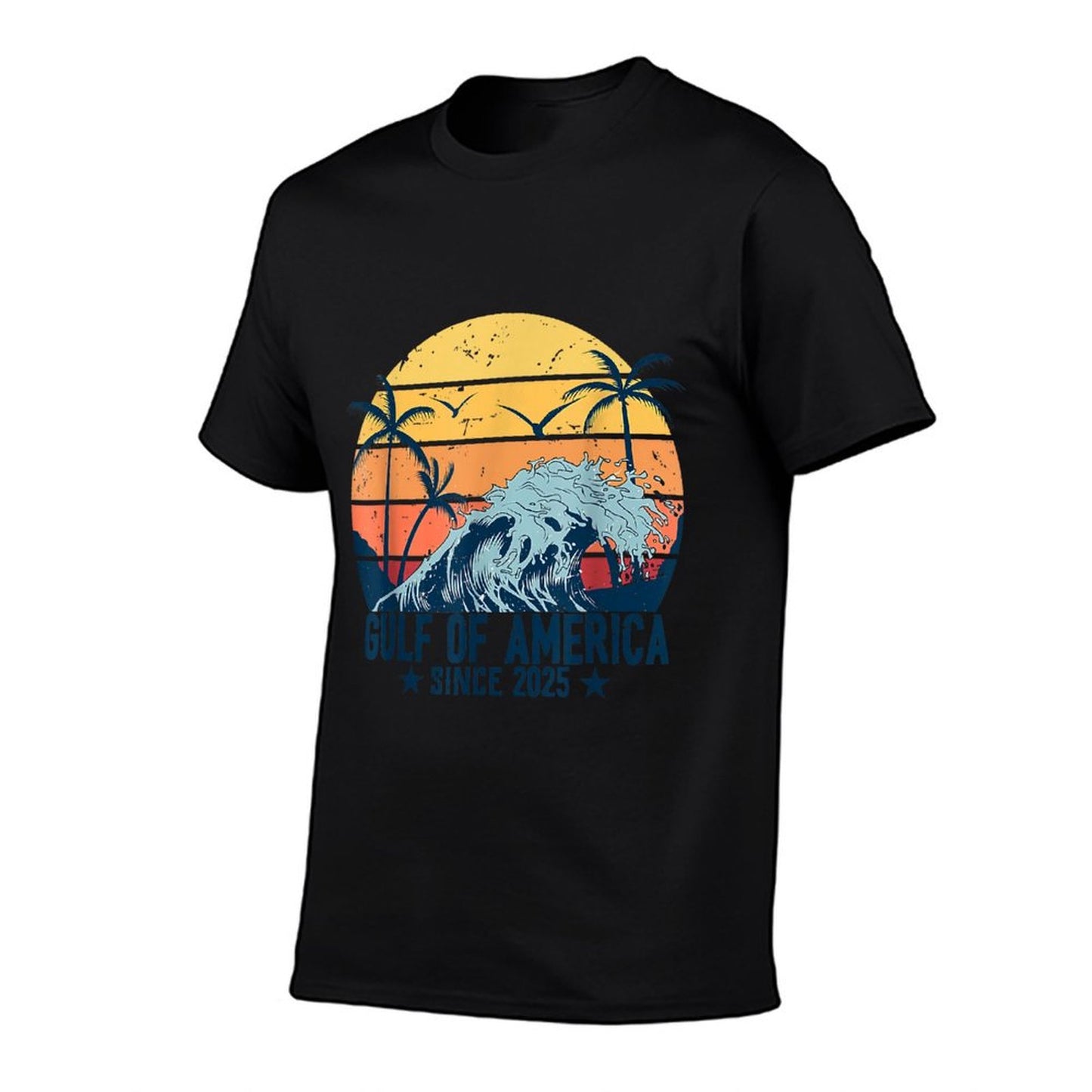 Retro Gulf Of USA America Est 2025 American Flag Man Women Slim-fit Cut T-Shirt