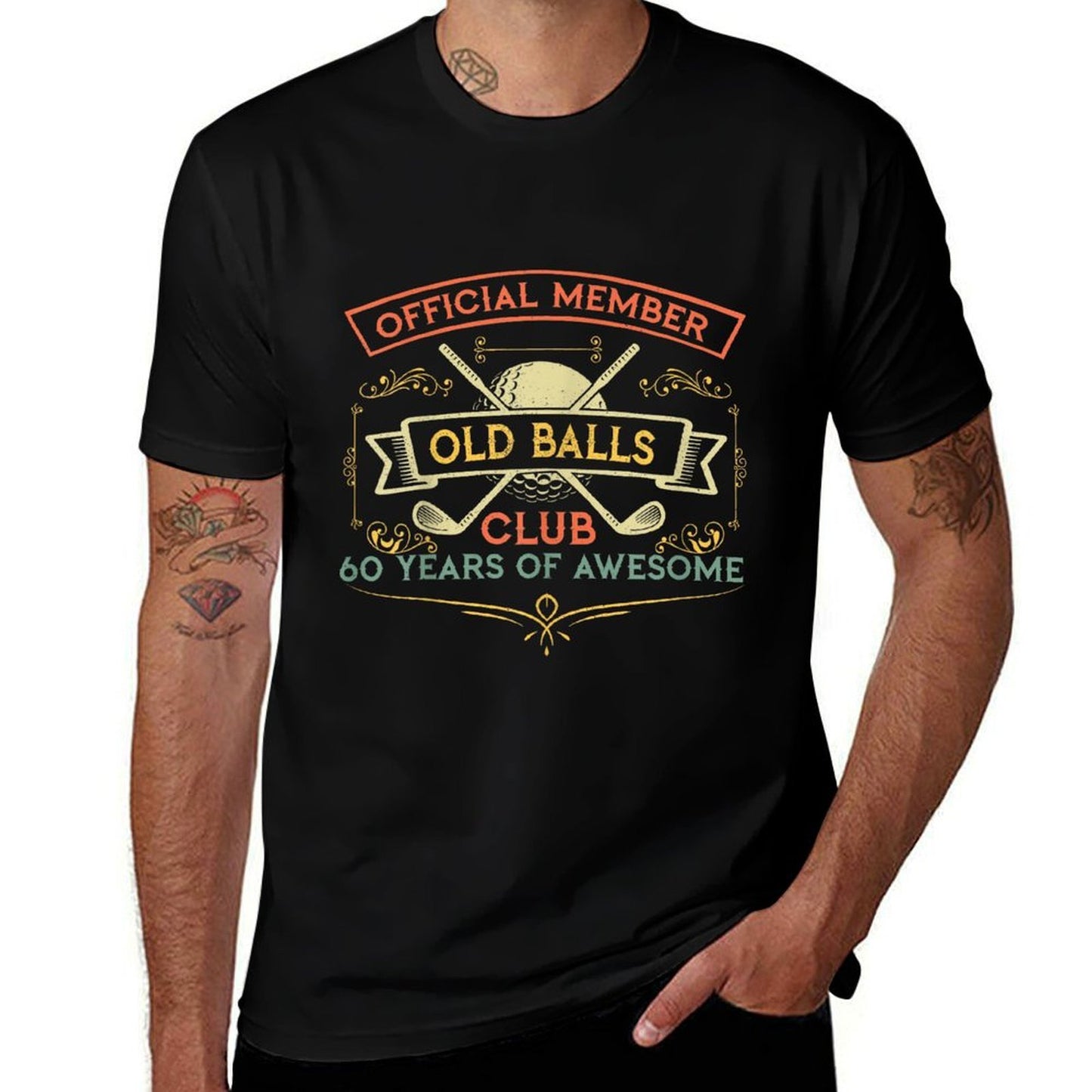 Funny 60th Birthday Old Balls Club 60 Year Old Golfer Rolled Sleeves T-Shirt