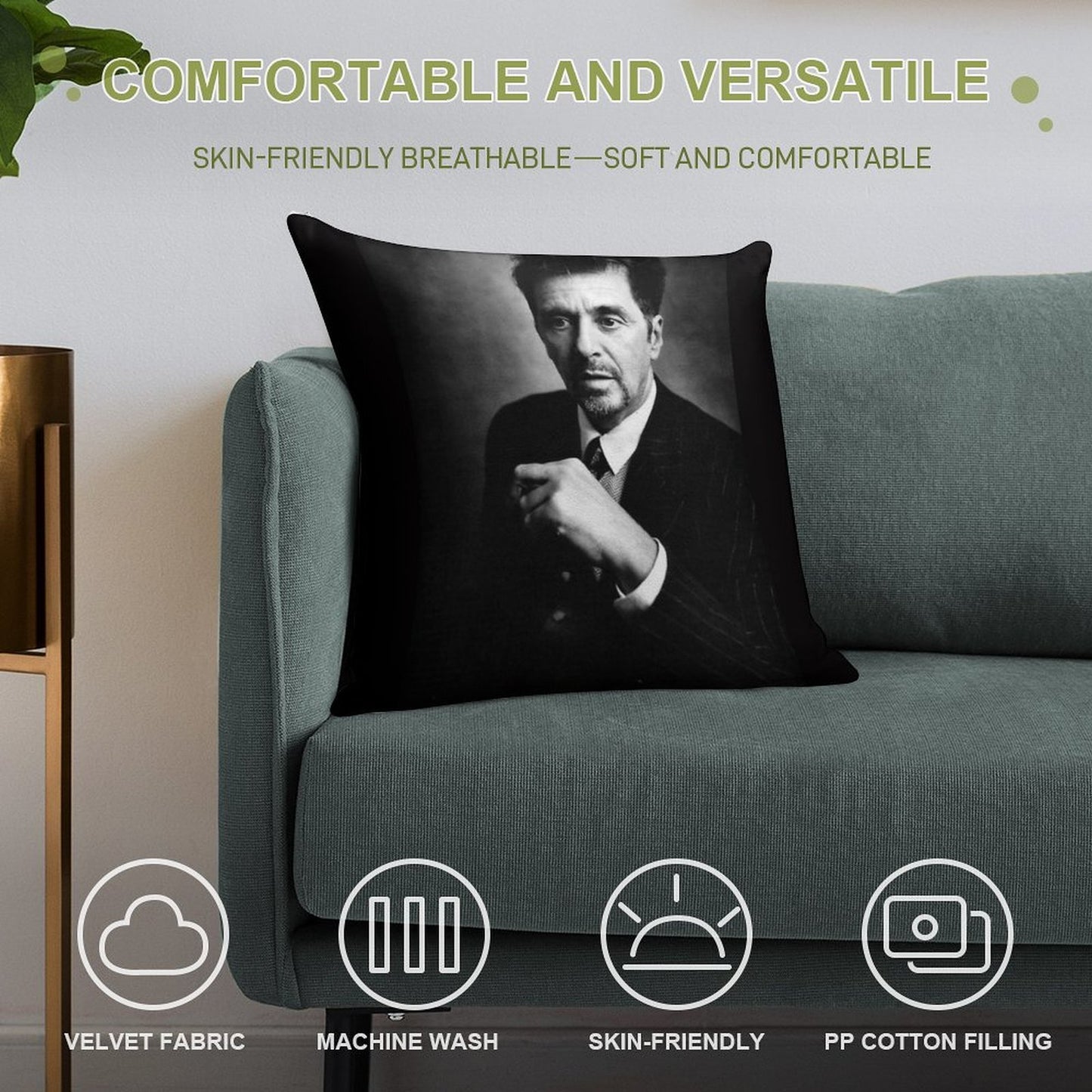 Al Pacino Art Soft Luxury Feel Throw Pillow