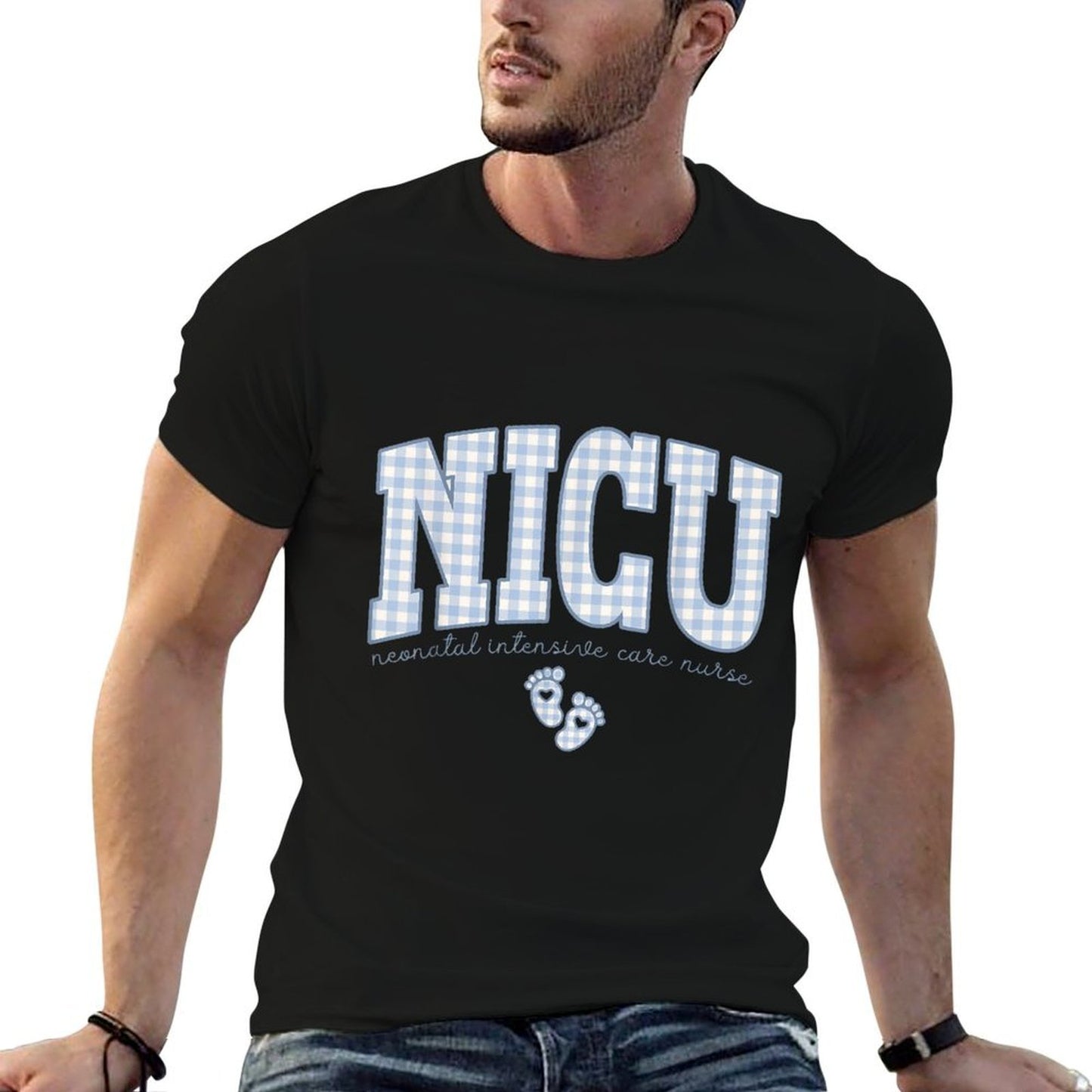 Women NICU Neonatal Intensive Care Nurse NICU Nurse Gingham Vintage-inspired T-Shirt