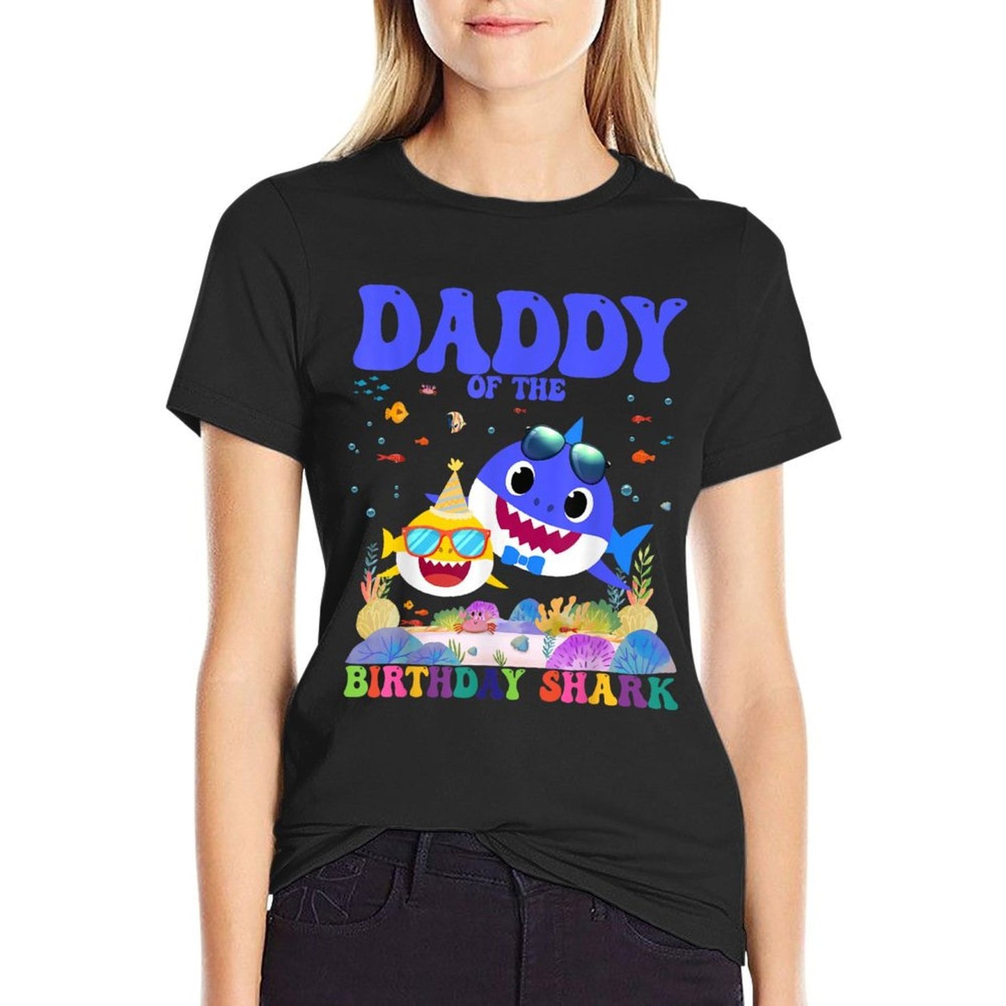 Funny Daddy Of The Birthday Shark Kids Family Bday Matching Versatile T-Shirt