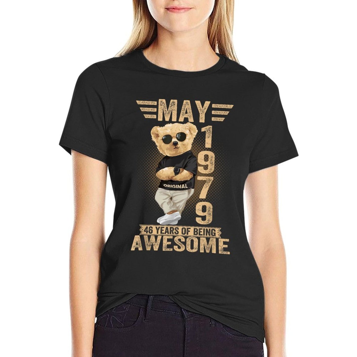 May 46th Birthday Men Women 1979 Awesome Teddy Bear Graphic-printed T-Shirt