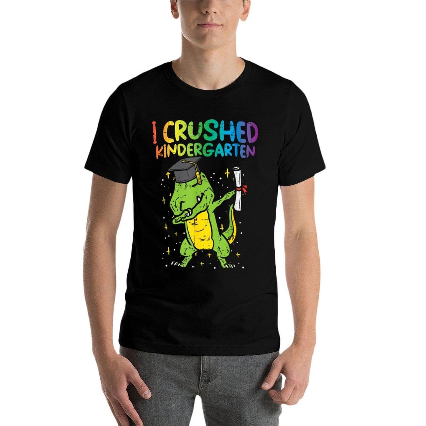 Trex Dab I Crushed Kindergarten Last Day Graduation Boy Kids Oversized Silhouette T-Shirt