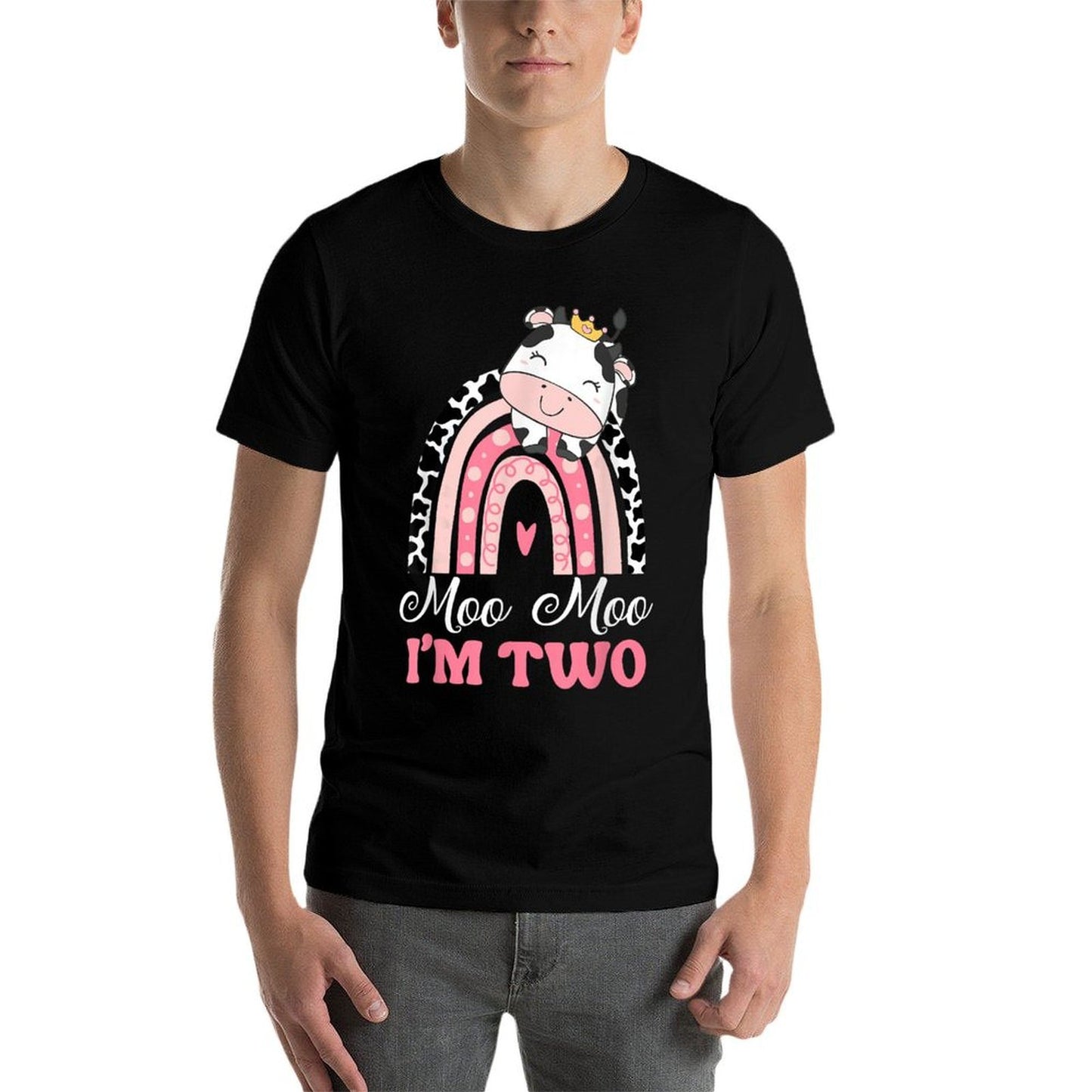 Moo Moo Im Two Birthday Girl Outfit 2nd Bday For Toddler Rolled Sleeves T-Shirt