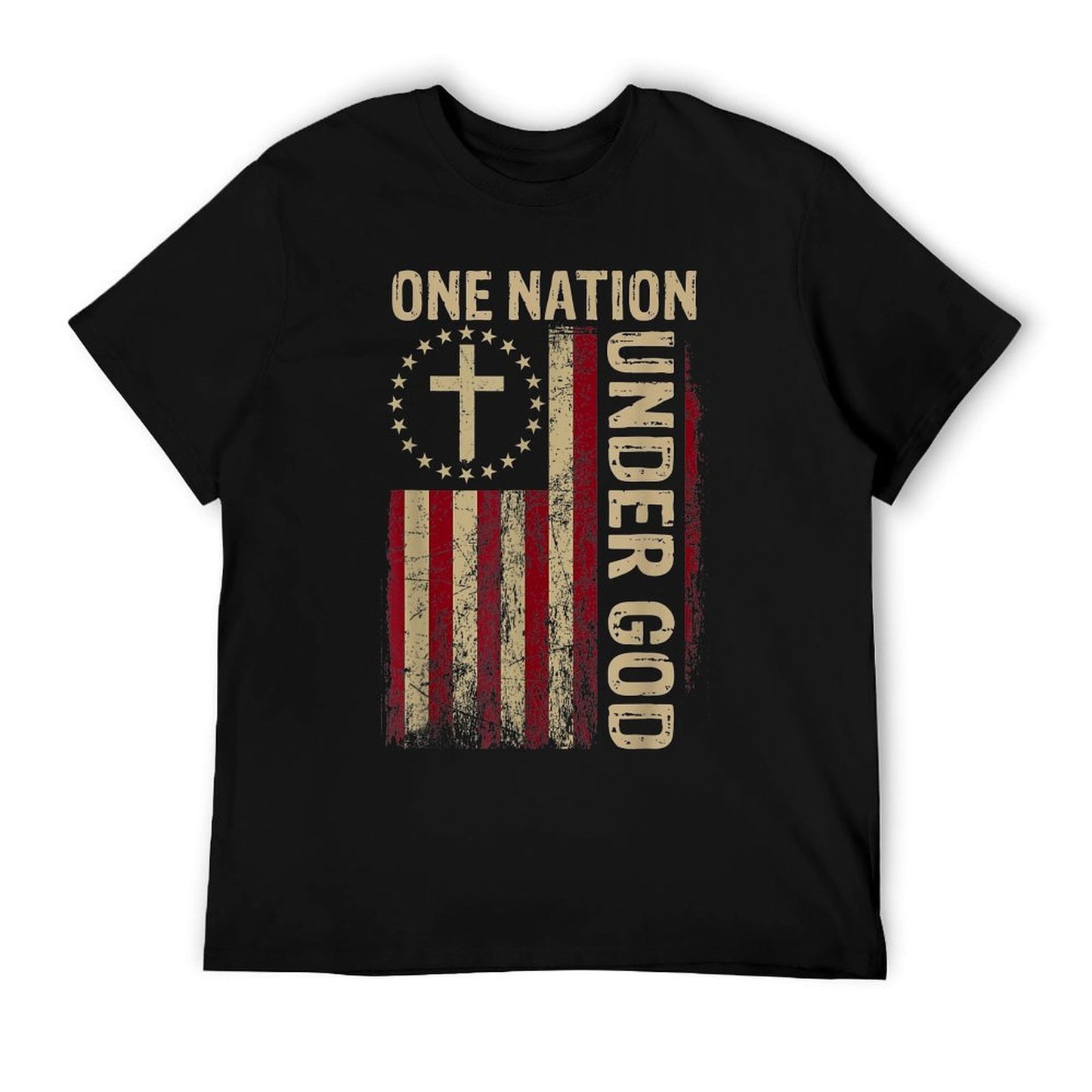 One Nation Under God 4th Of July Patriotic Christian Cotton T-Shirt