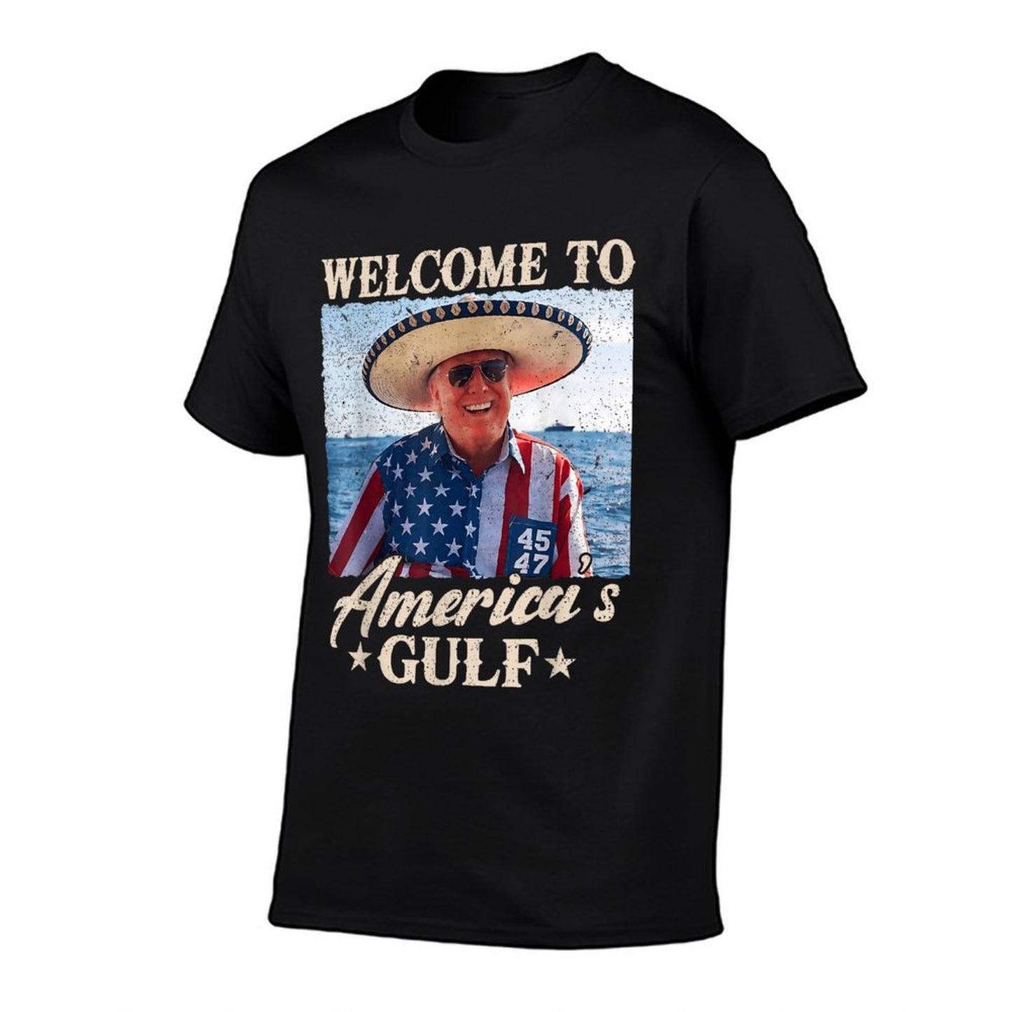 Gulf of USA America Funny USA Flag Eco-friendly Material T-Shirt