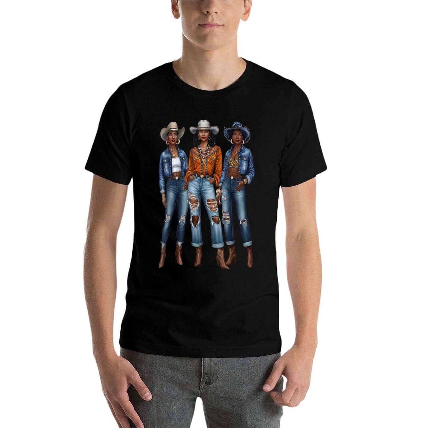 Black Cowgirl Vibes Melanin Black History Texas Fade-proof Color T-Shirt