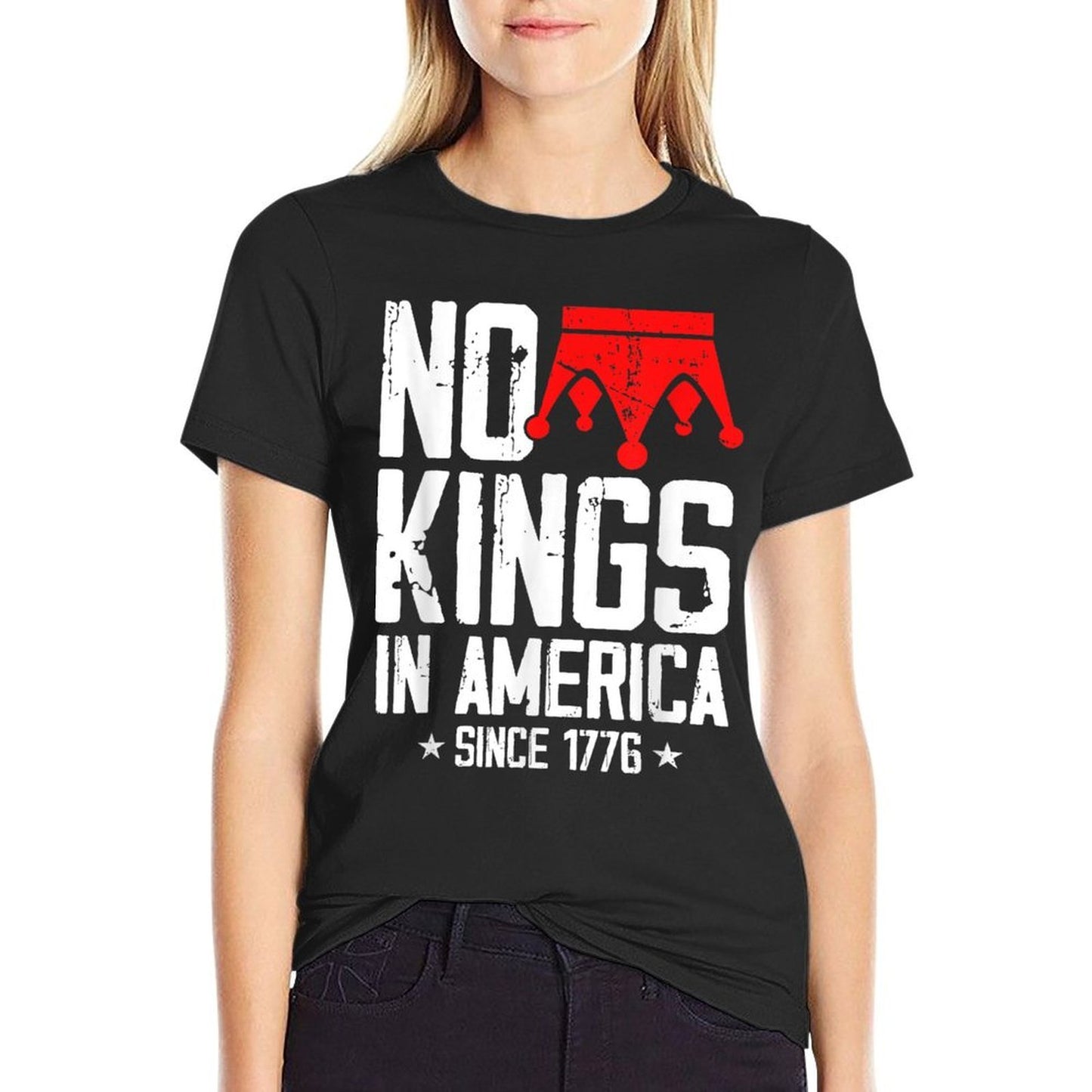No Kings in America Since 1776 Distressed USA Vintage Moisture-wicking T-Shirt