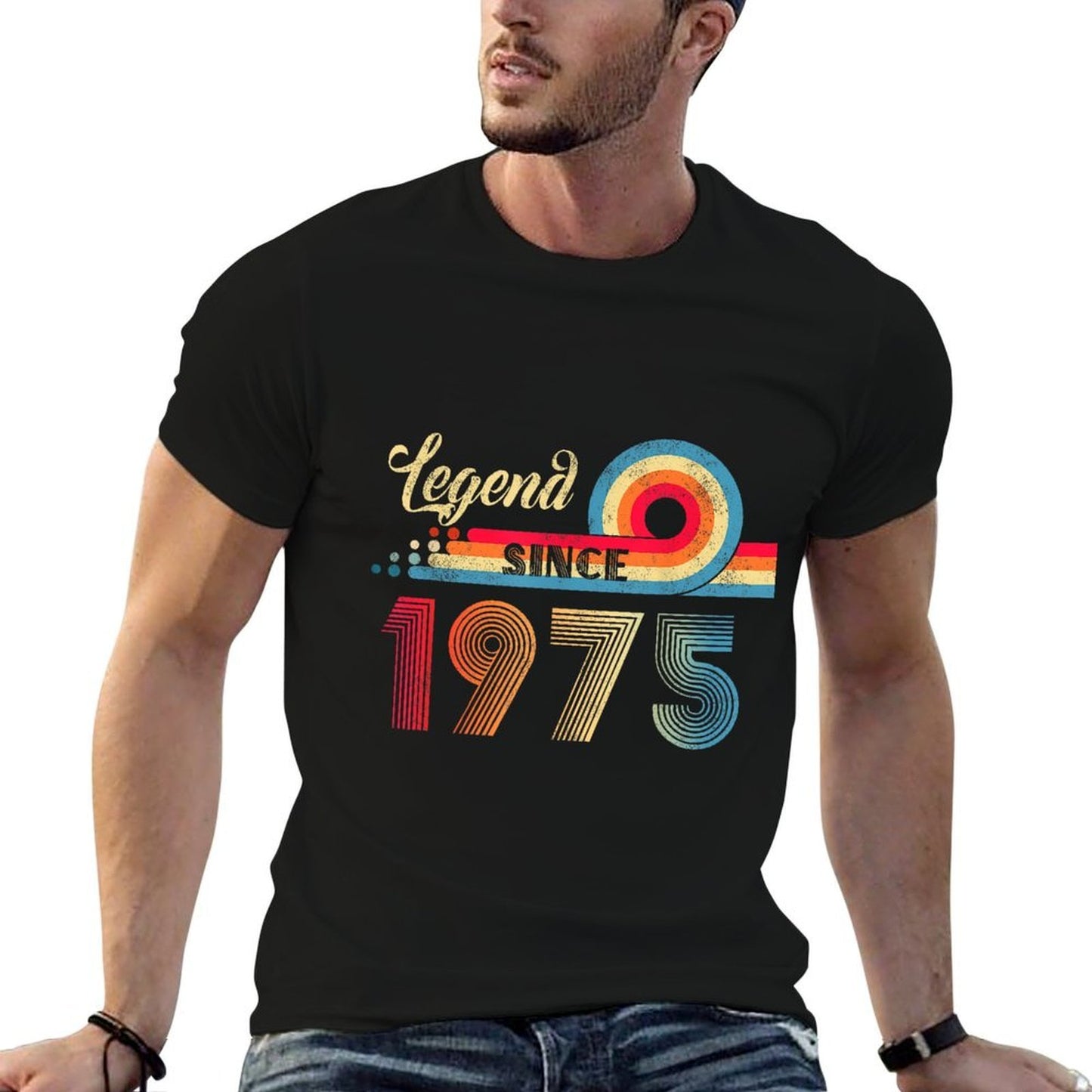 Legend Since 1975 Vintage 50th Birthday Retro 50 Year Old Rolled Sleeves T-Shirt