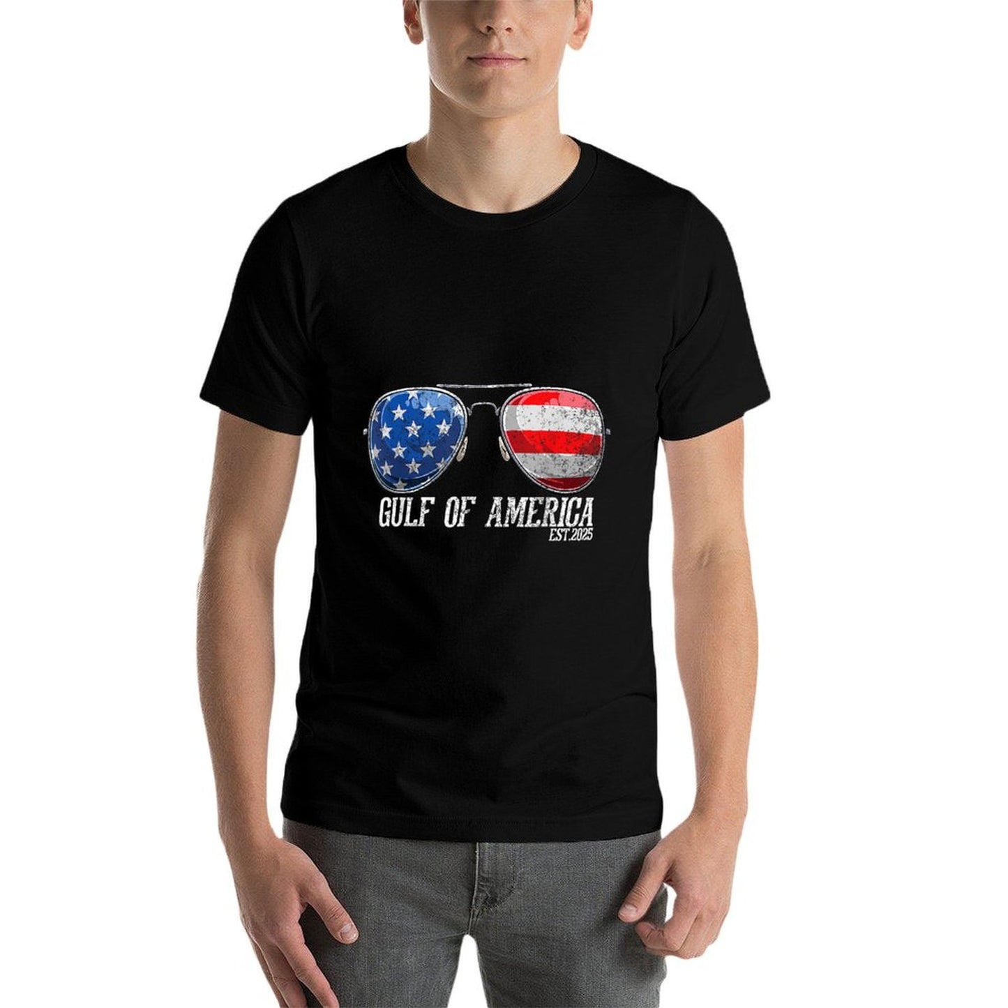Gulf of US America Est 2025 US Flag Sunglasses Easy-care T-Shirt