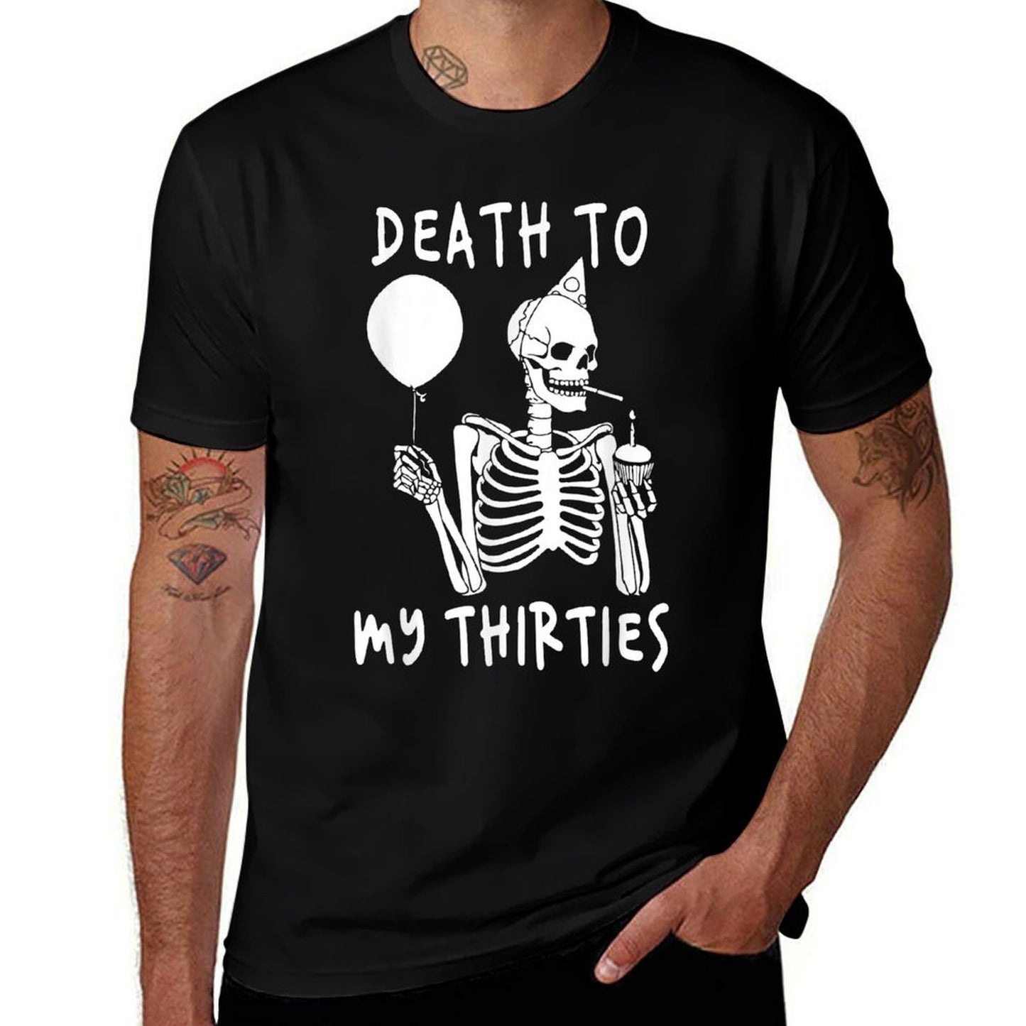 Death To My Thirties 30s Cool Turning 40th Birthday Skeleton High-quality Stitching T-Shirt