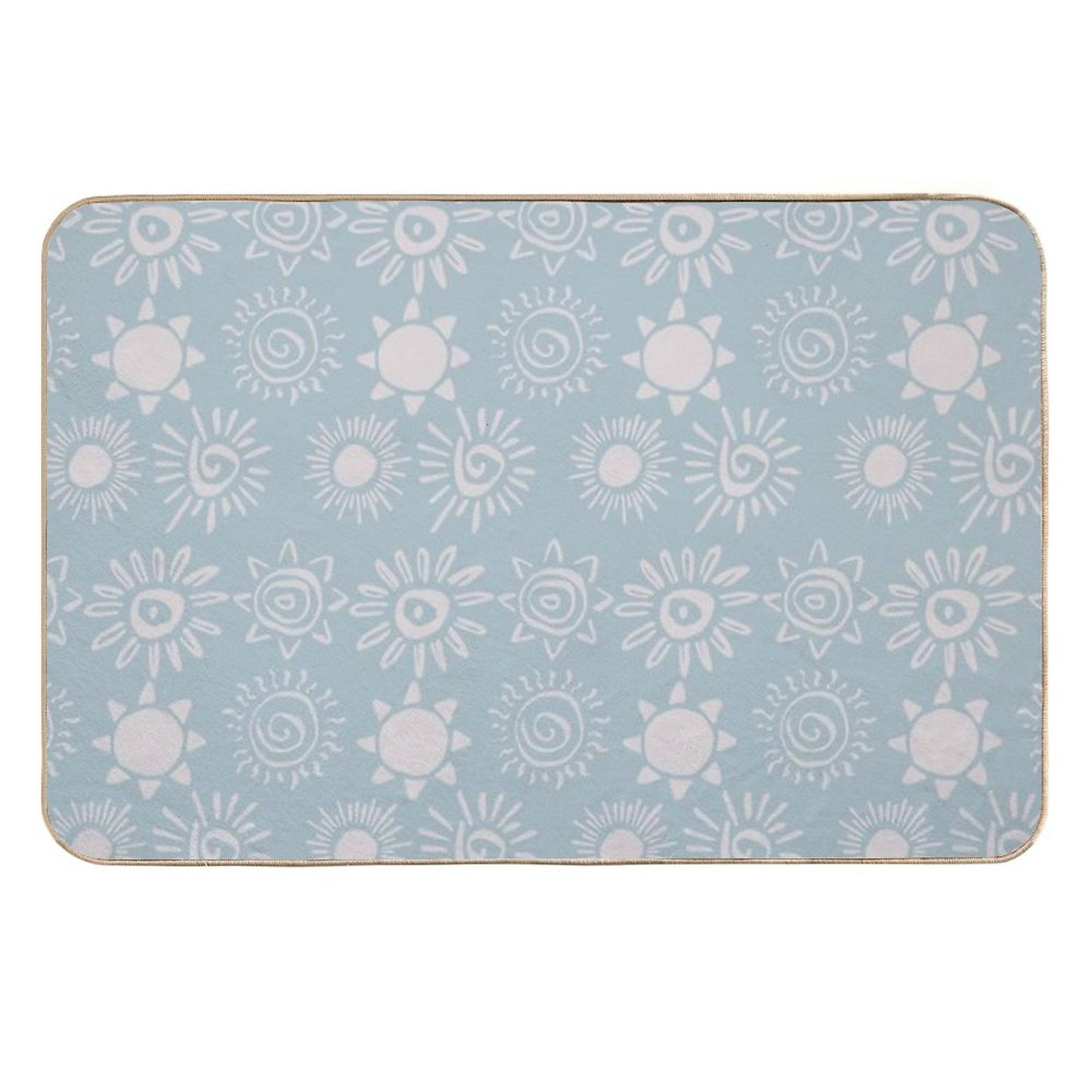 Magical Sun Bohemian Dreamy Aesthetic In Muted Colors Sky Blue Slip-Resistant Bath Mat