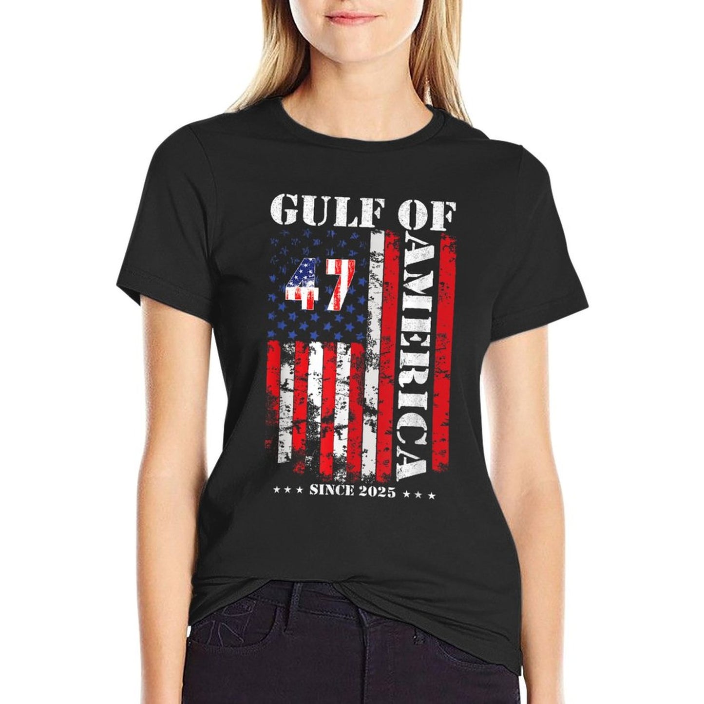 Gulf of USA America 2025 Funny Vintage USA Flag Men Women Relaxed-fit T-Shirt