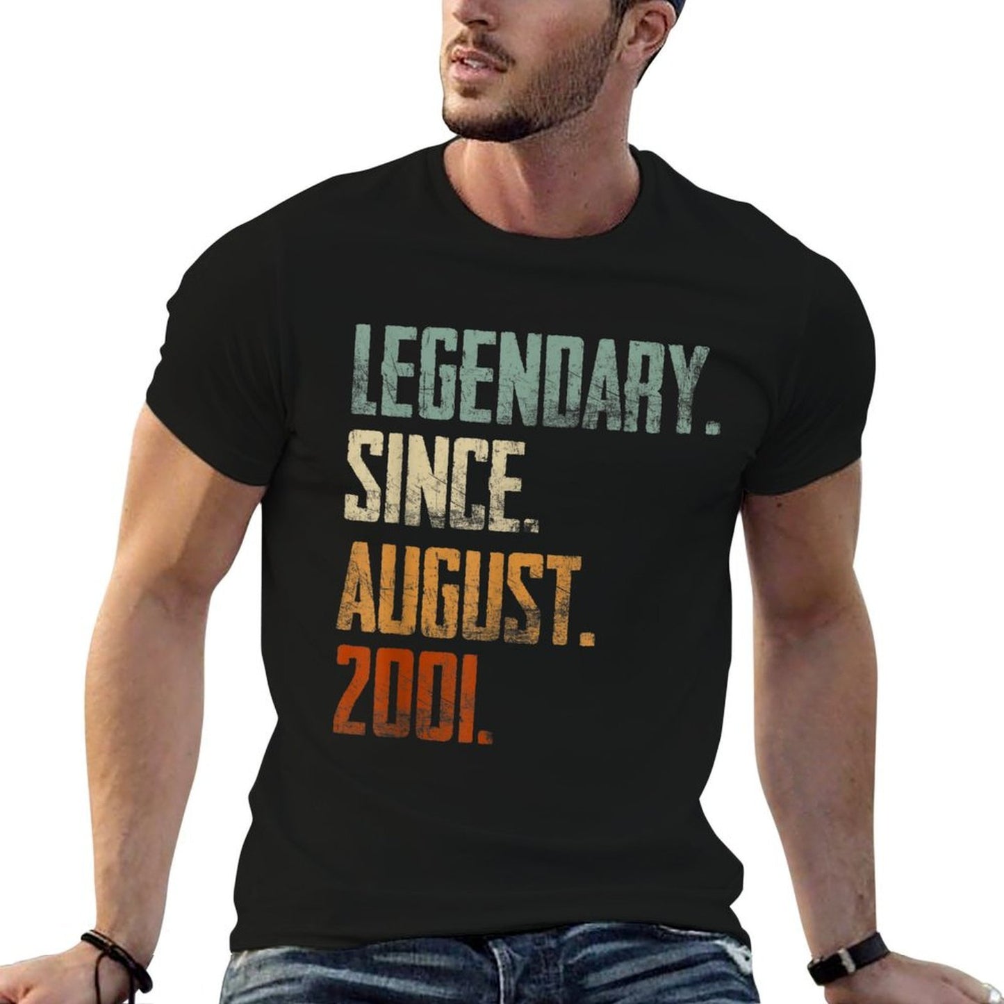 21 Years Old Gifts Legend Since August 2001 21st Birthday Slim-fit Cut T-Shirt