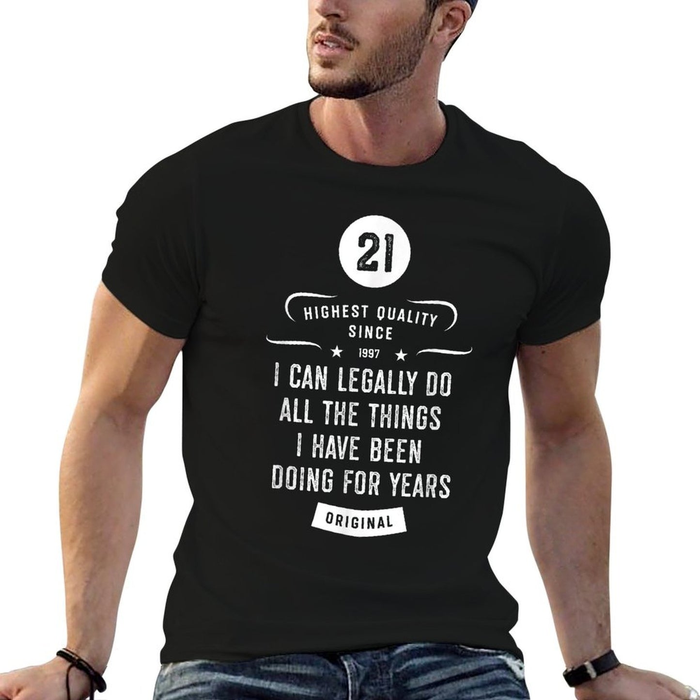 Funny 21st Birthday - For People Born in 1997 Fade-proof Color T-Shirt