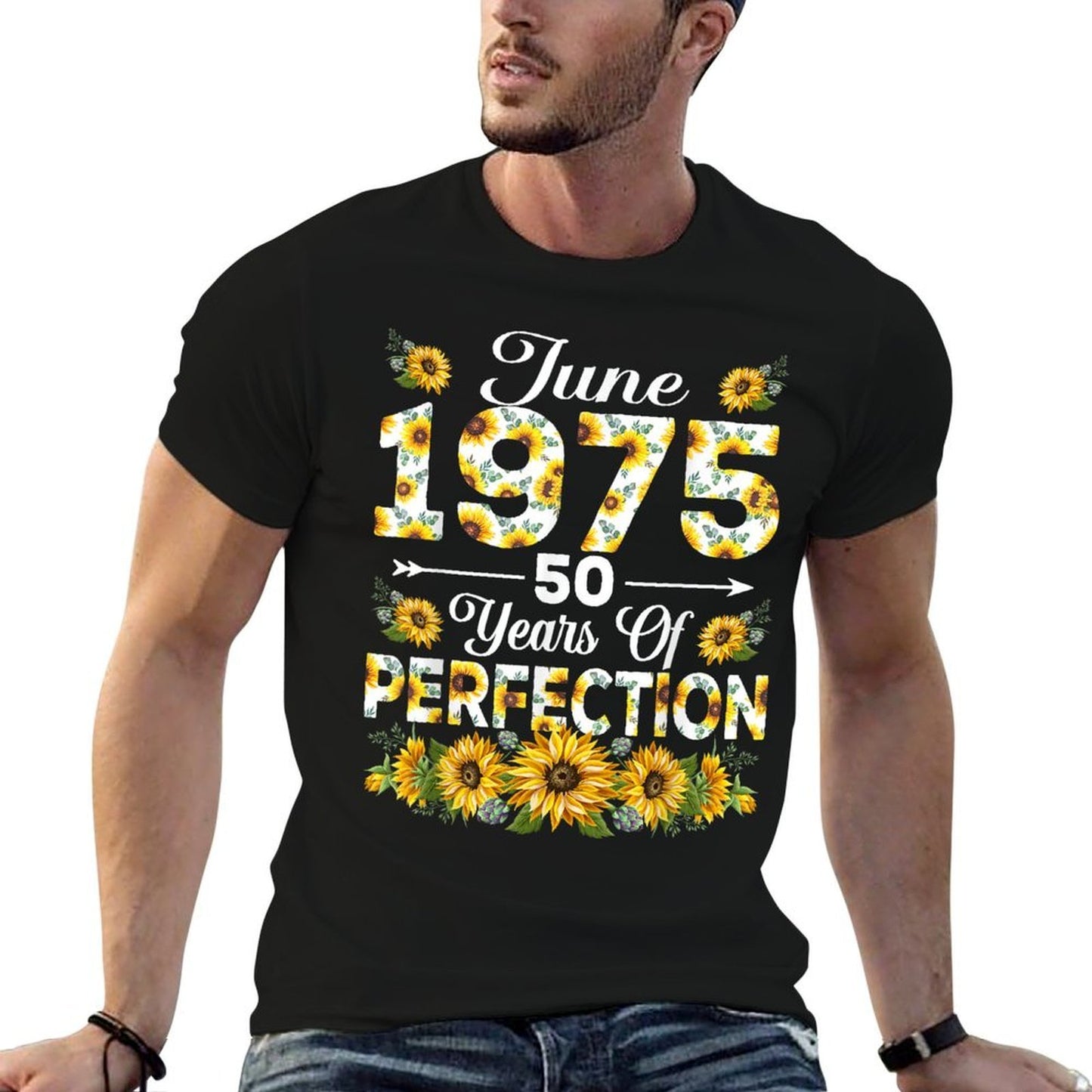 50 Year Old Sunflower June 1975 50th Birthday Decorations Affordable Price T-Shirt