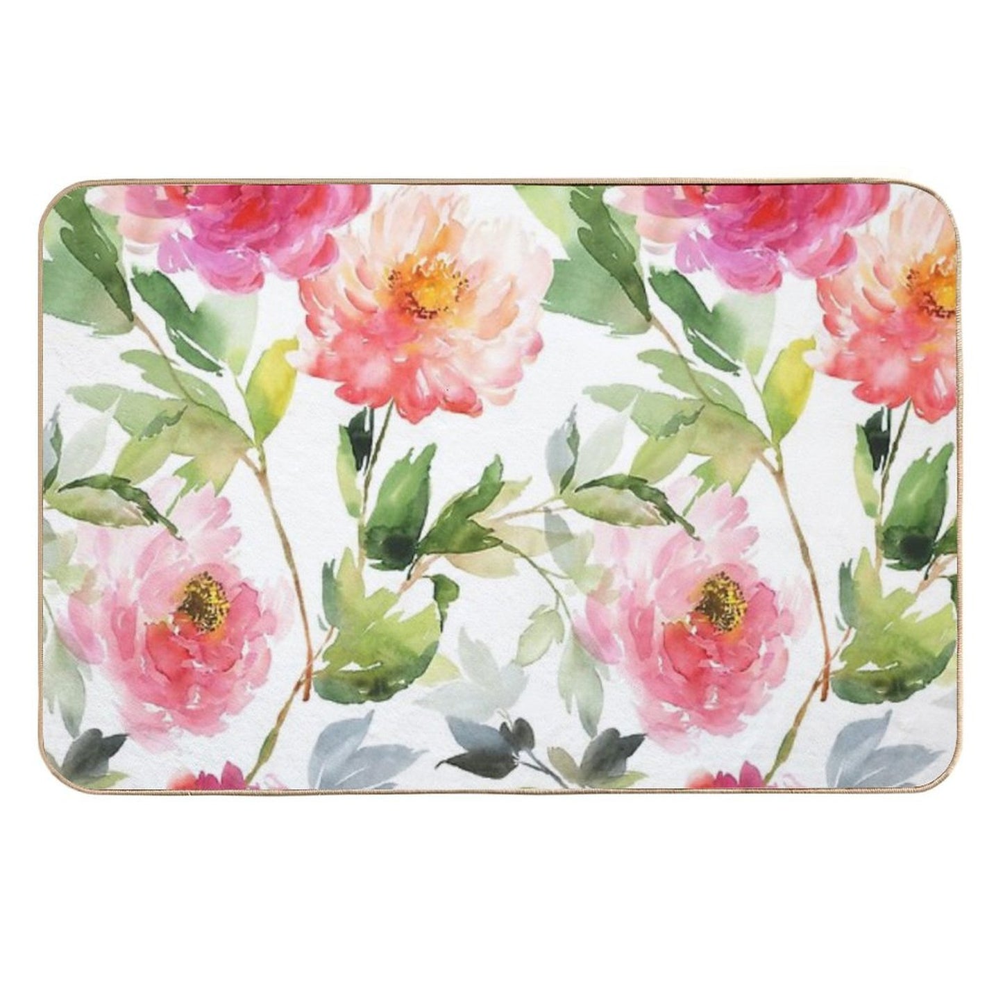 Coral Pink Summer Peonies Multi-Purpose Bath Mat