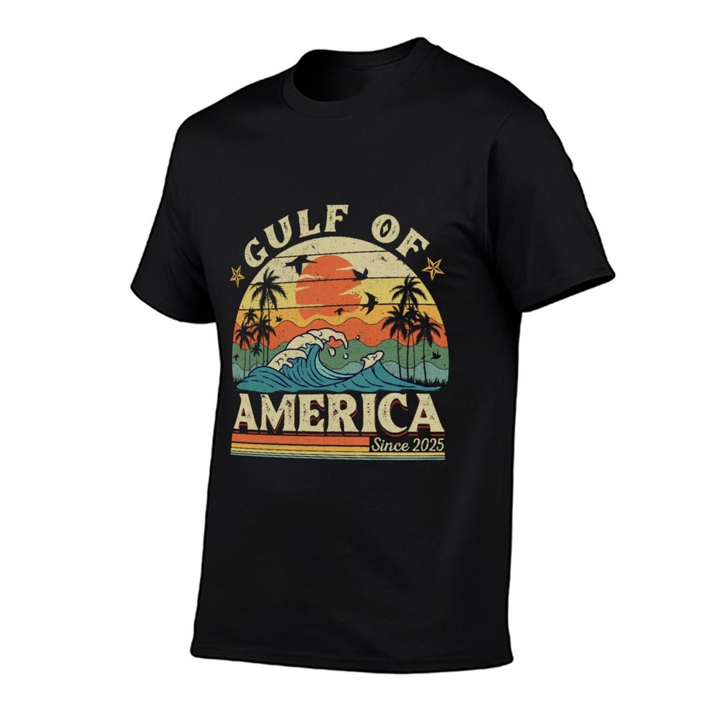Gulf of USA America Funny Vintage USA Flag Summer-ready Fabric T-Shirt