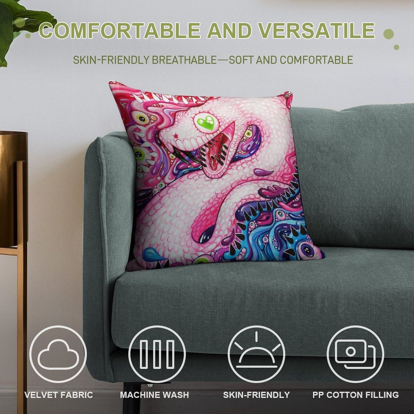 Glittersnake - Acrylic Painting Soft Fade-Resistant Throw Pillow