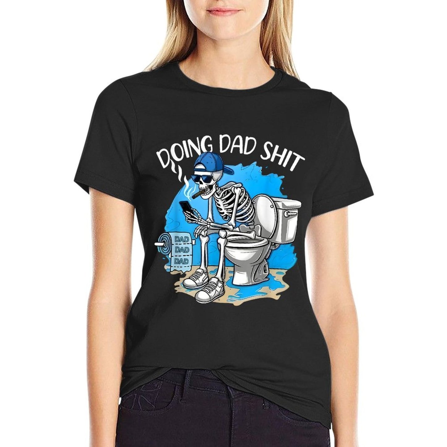 Doing Dad Shit Dad Joke Skeleton Dad Funny Dad Fathers Day Trendy Pattern T-Shirt