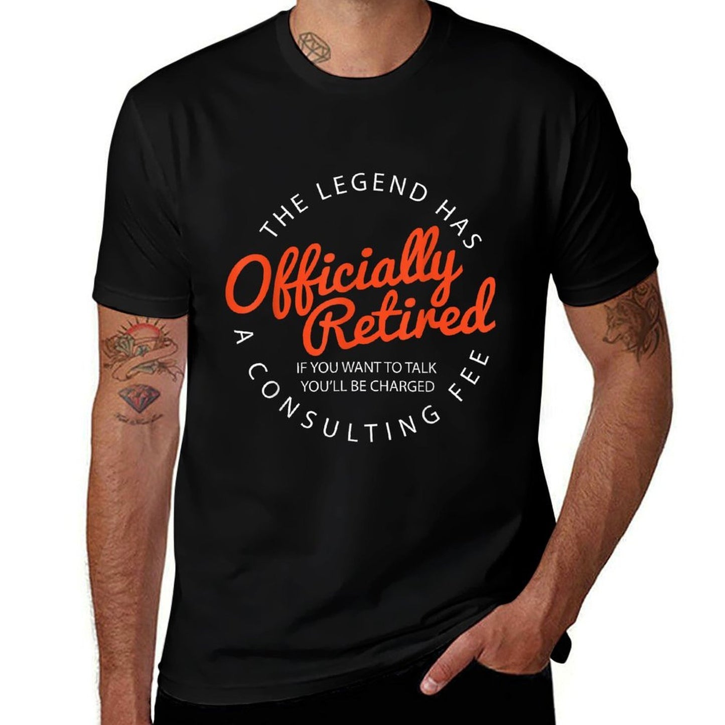 Legend Officially Retired" Men's Funny Retirement - Black, Classic Fit, Crew Neck Affordable Price T-Shirt