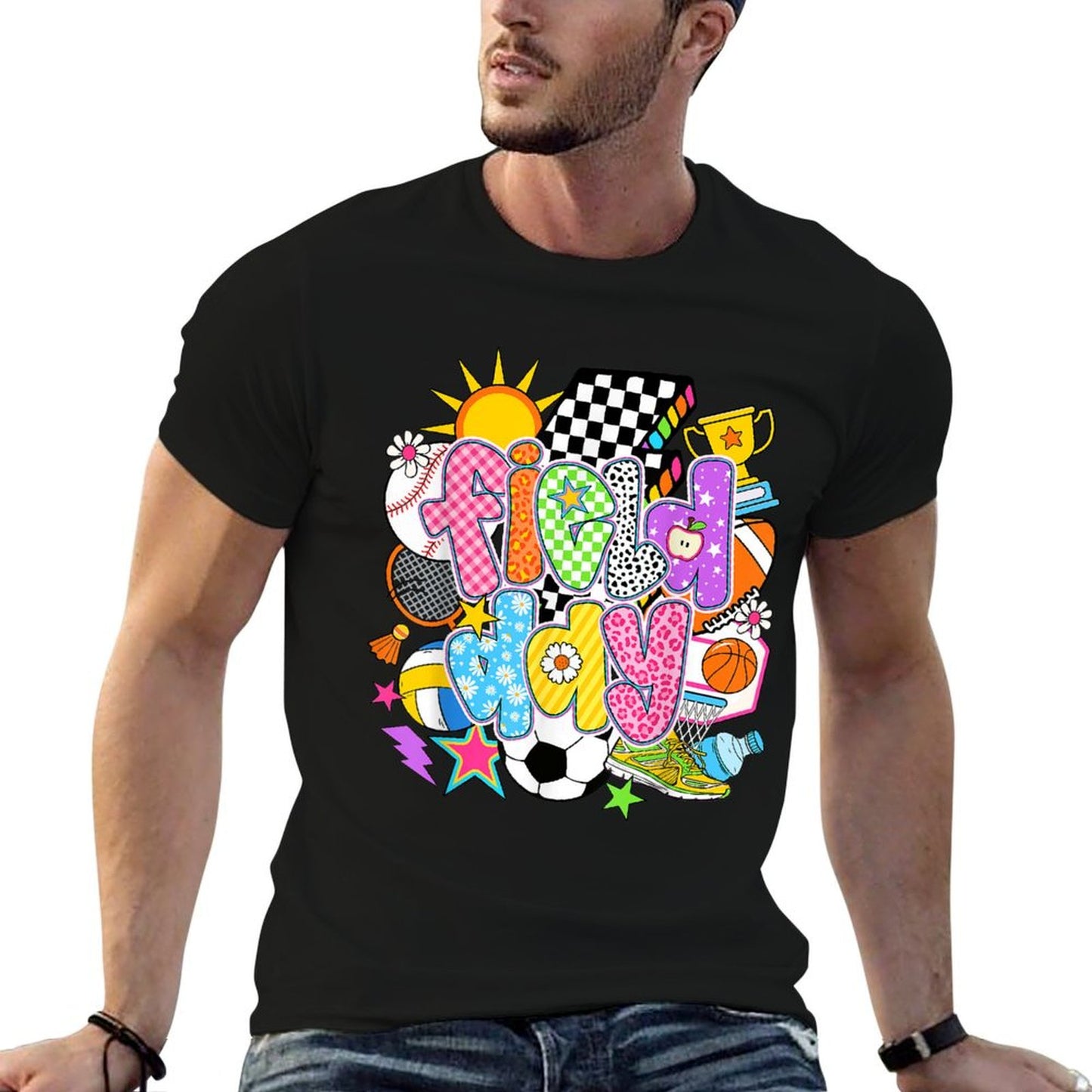 Field Day Fun Day Let The Games Begin Field Trip Teacher Kid Heathered Texture T-Shirt