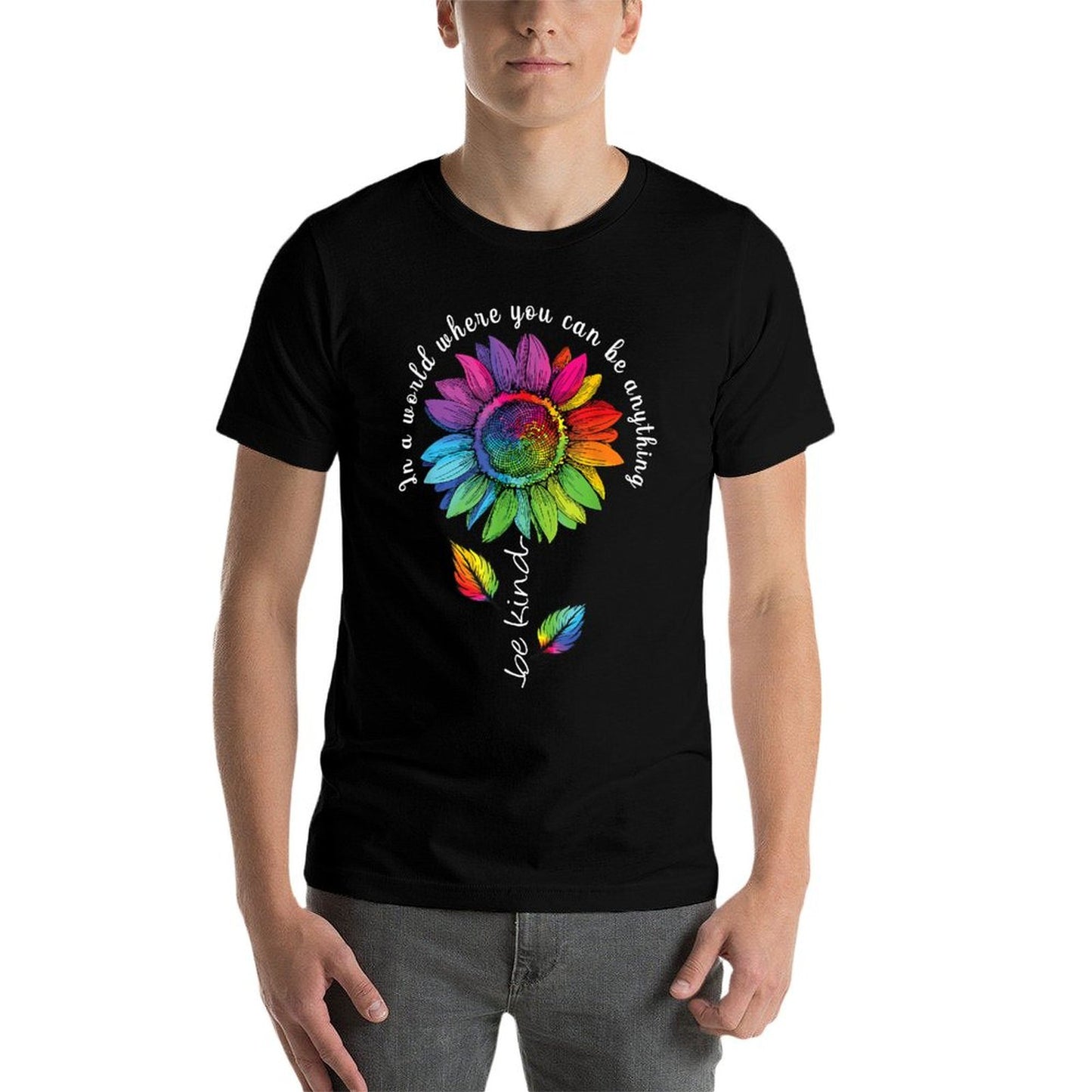 LGBTQ Rainbow Sunflower Be Kind Gay Love Pride Flower Wrinkle-resistant T-Shirt